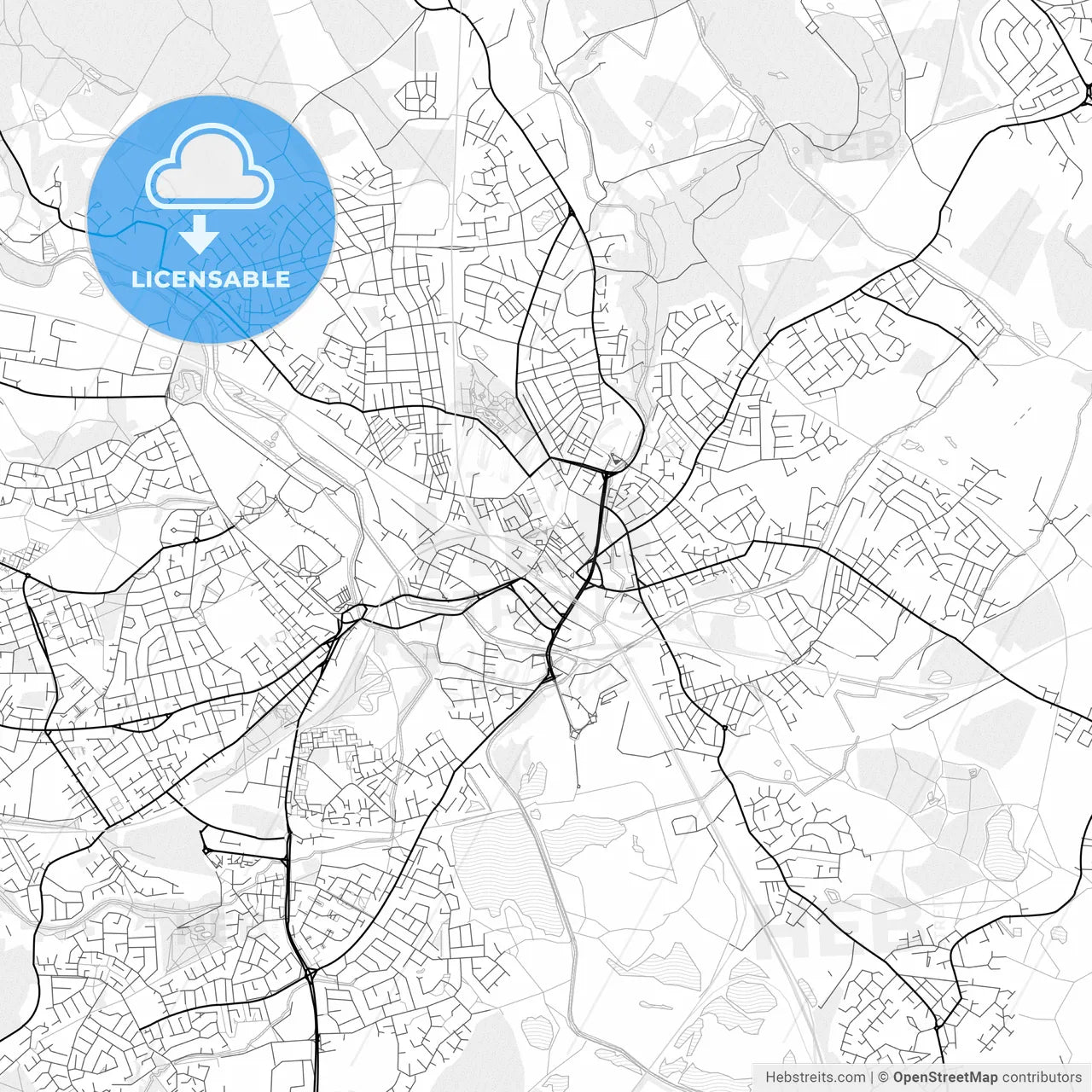 Vector PDF map of Wigan, England