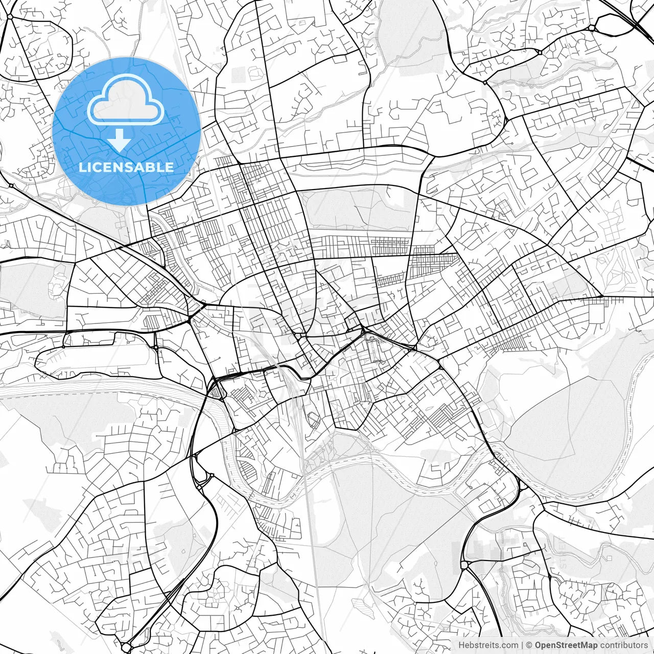 Vector PDF map of Preston, England