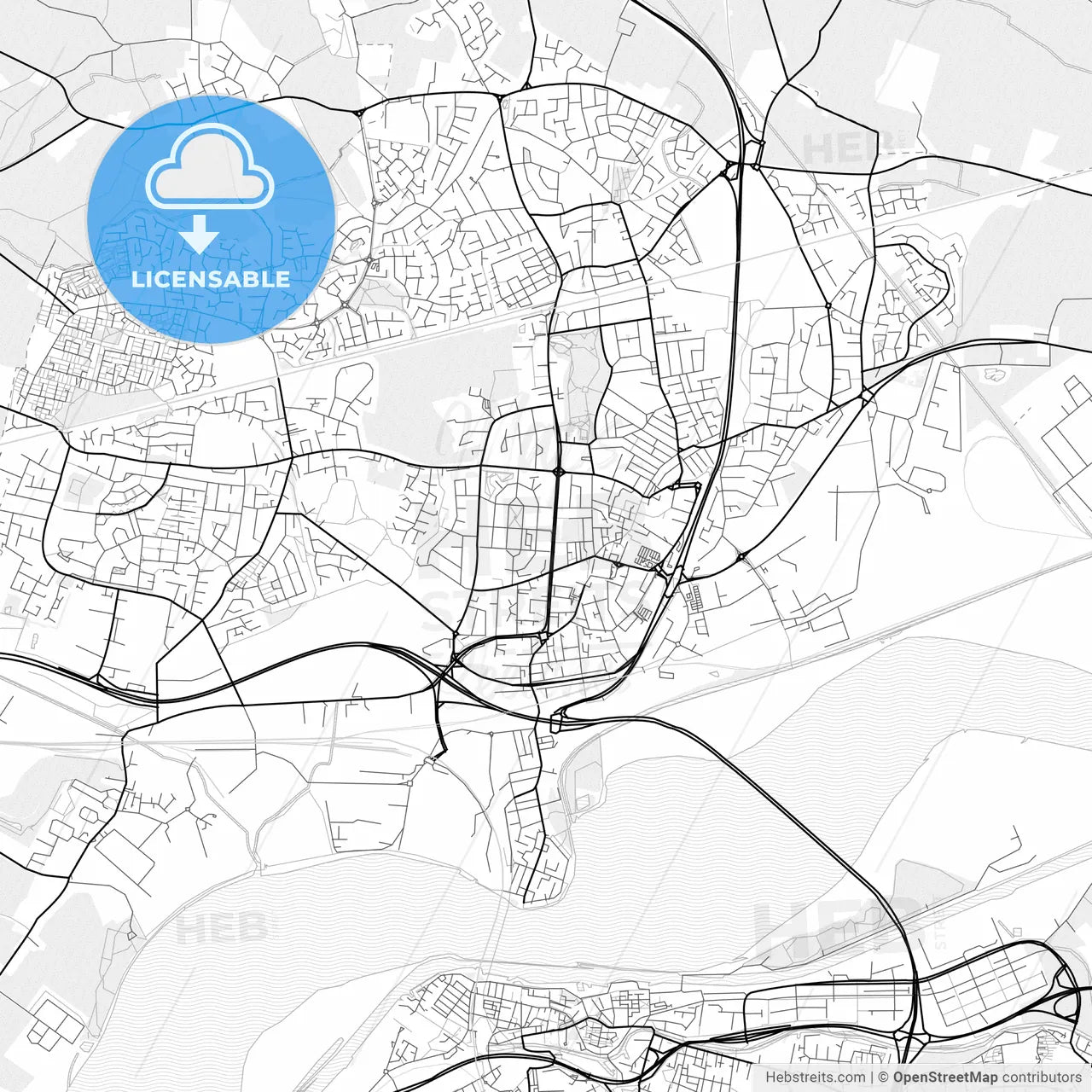 Vector PDF map of Widnes, England