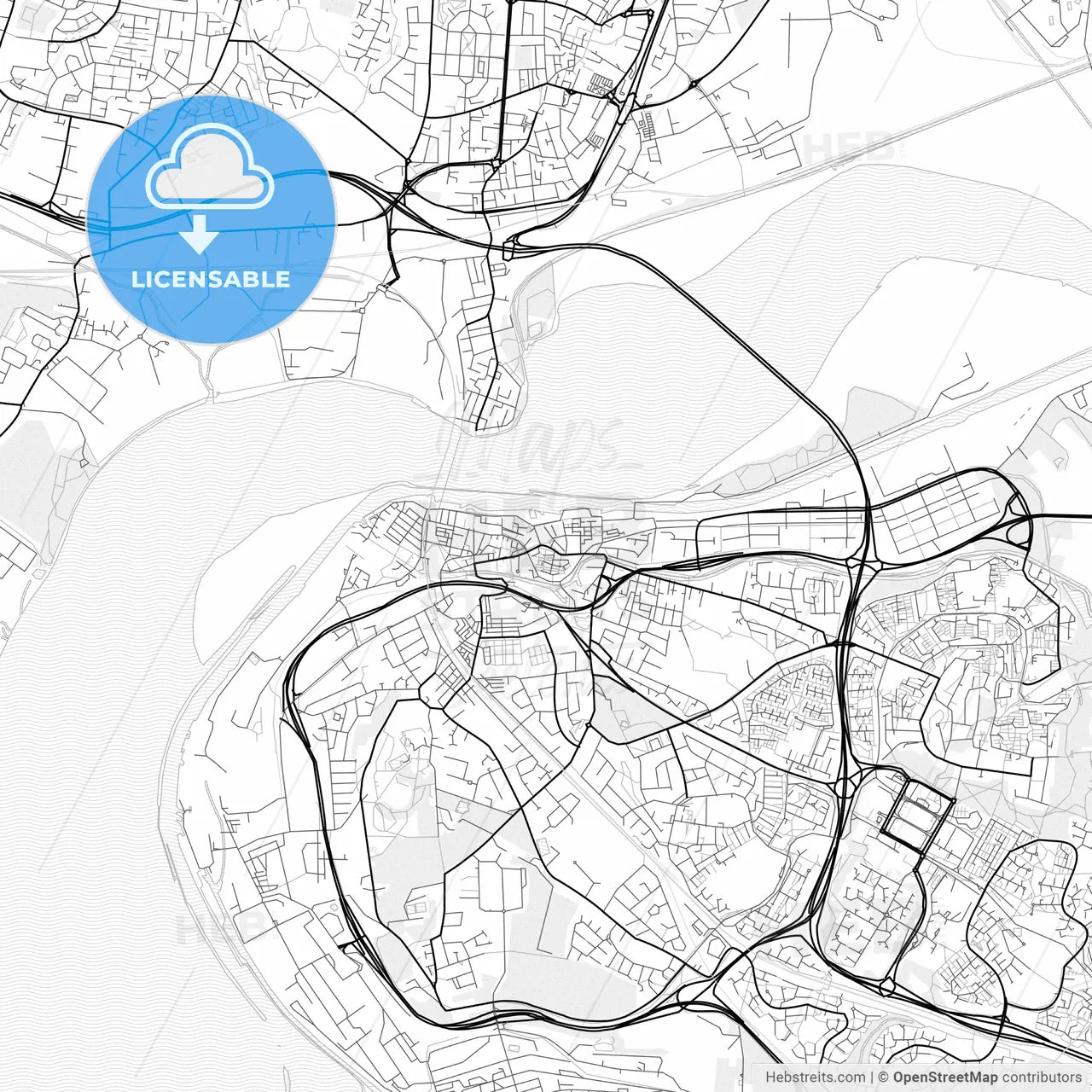 Vector PDF map of Runcorn, England