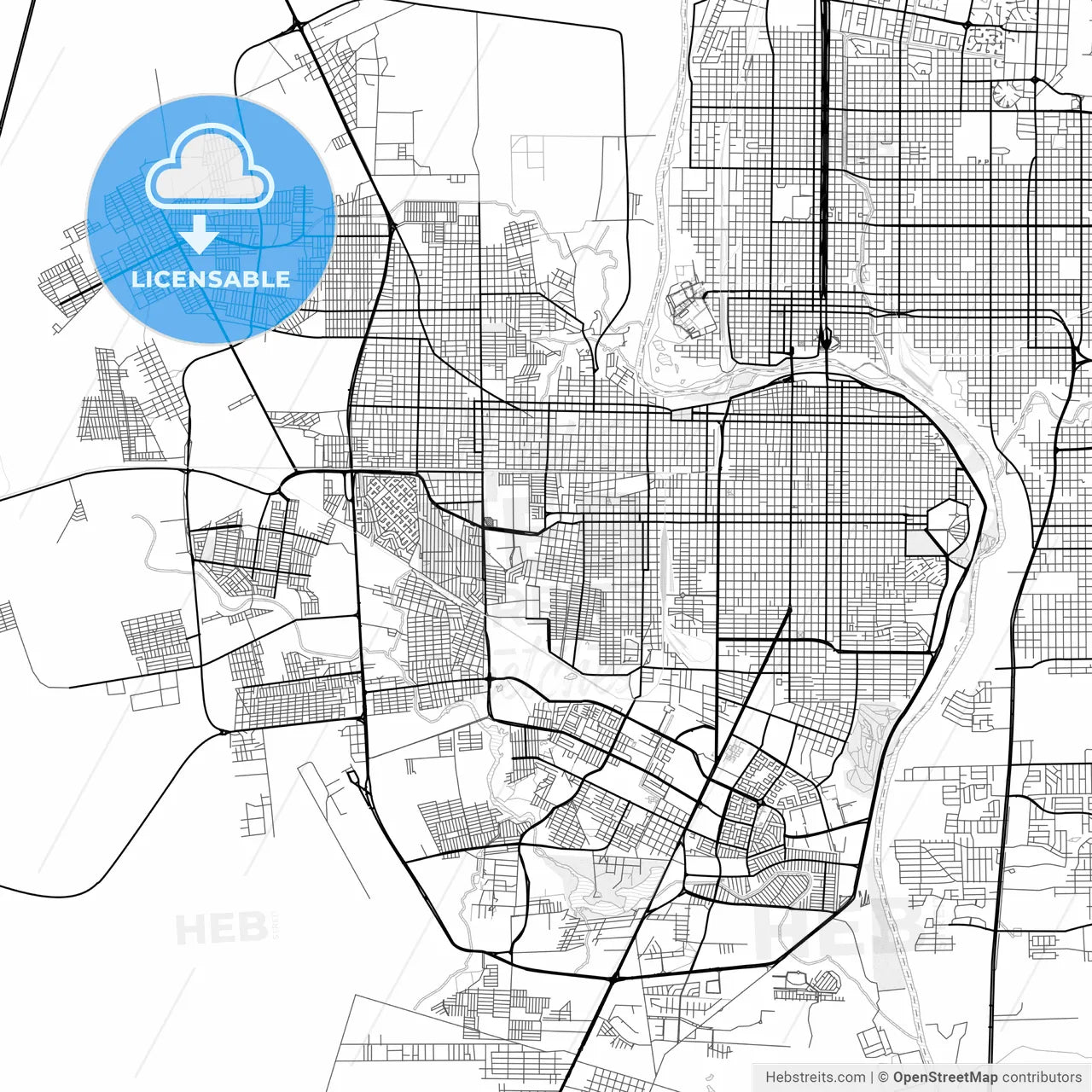 Vector PDF map of Nuevo Laredo, Mexico