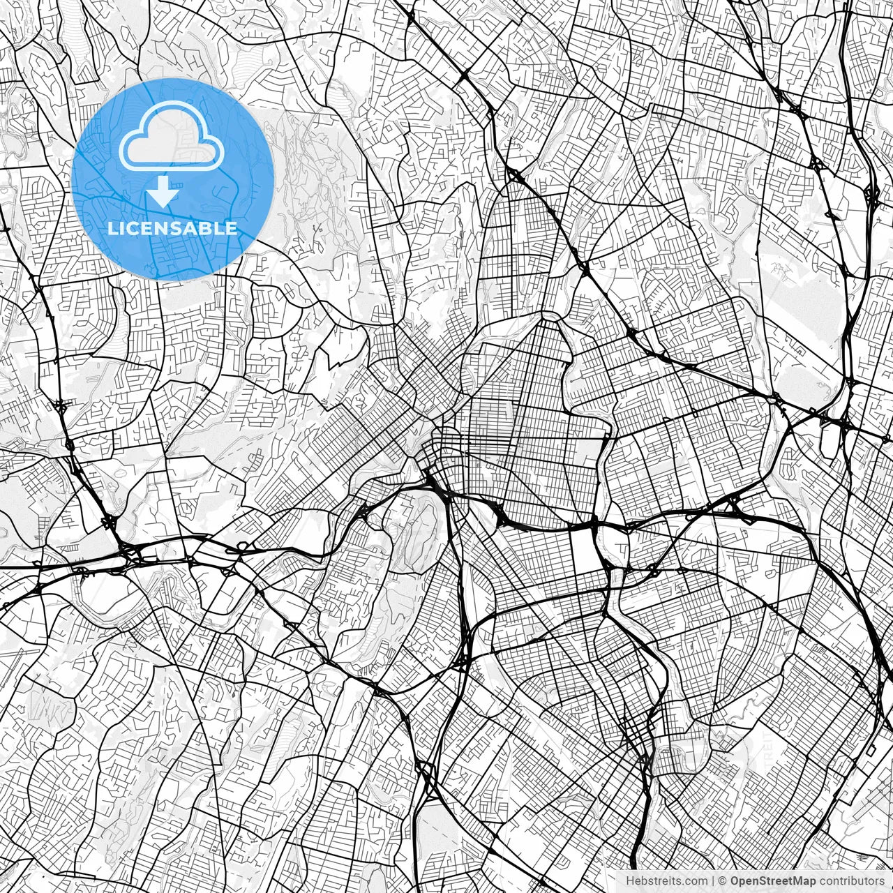 Vector PDF map of Paterson, New Jersey, United States