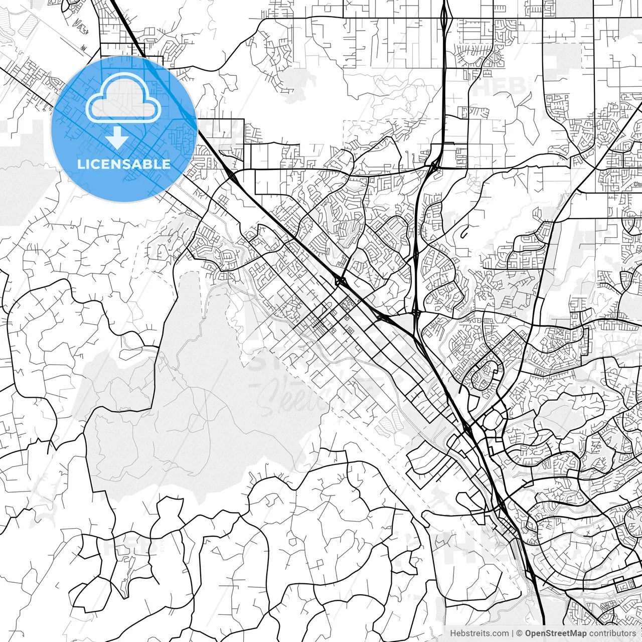 Vector PDF map of Murrieta, California, United States
