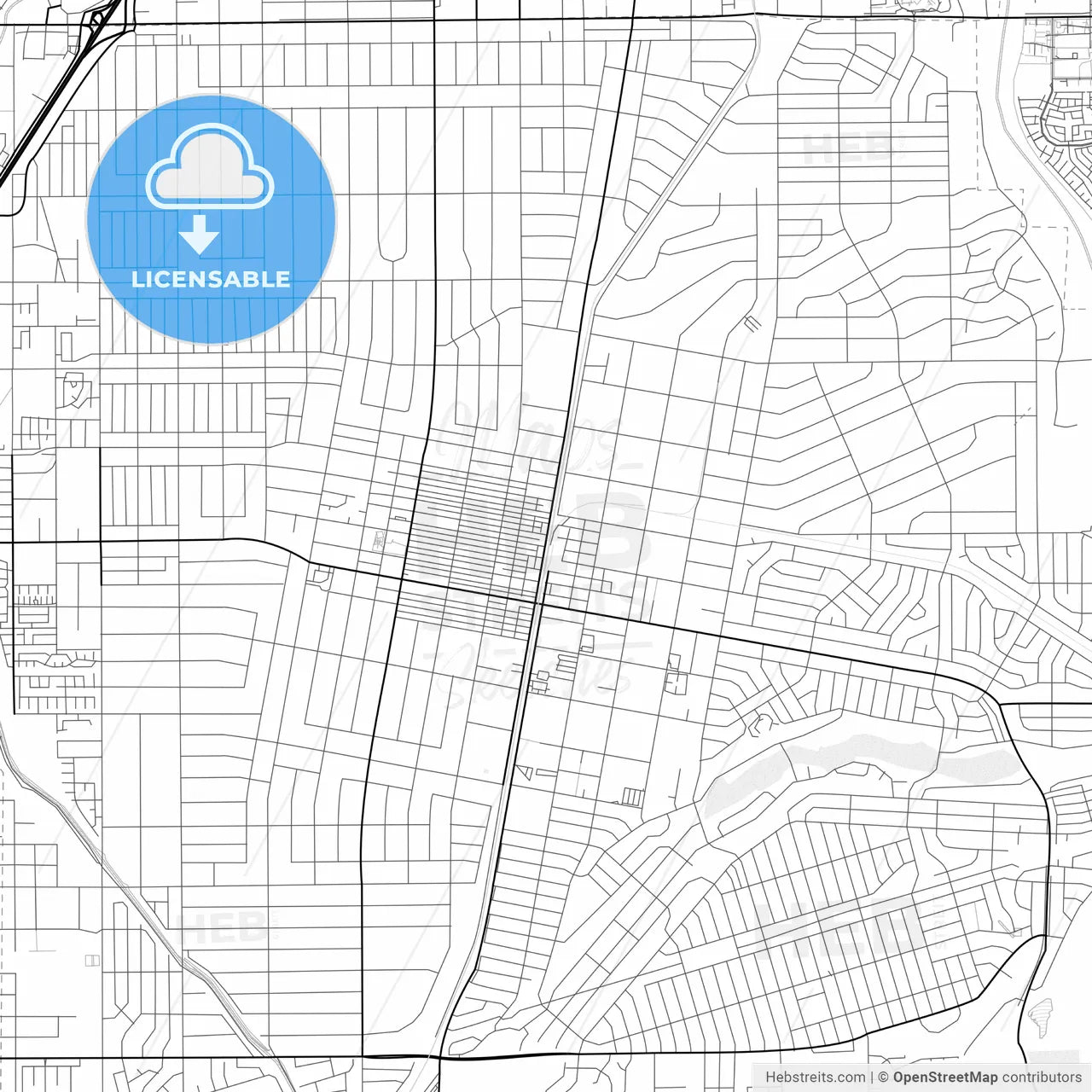 Vector PDF map of Hesperia, California, United States