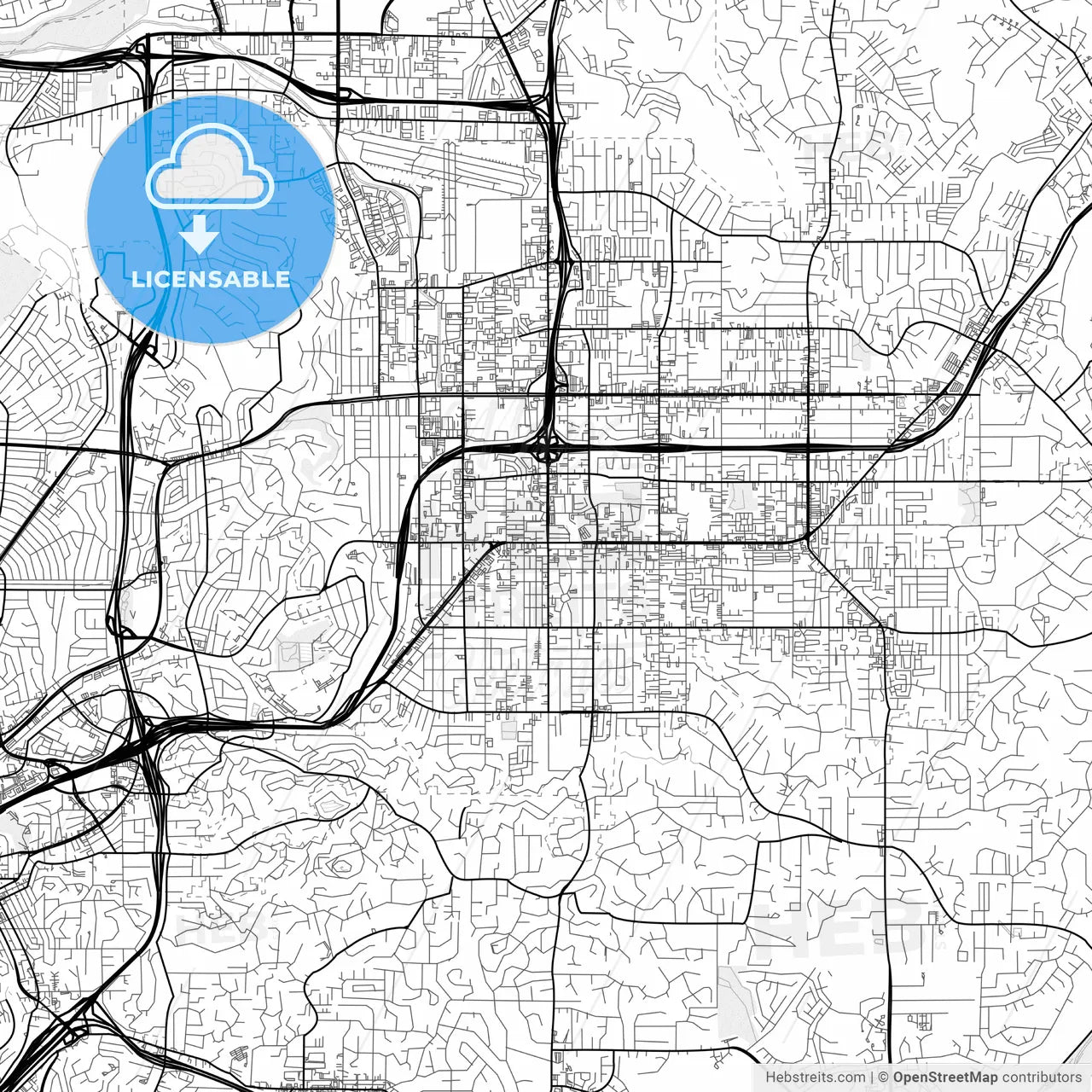 Vector PDF map of El Cajon, California, United States