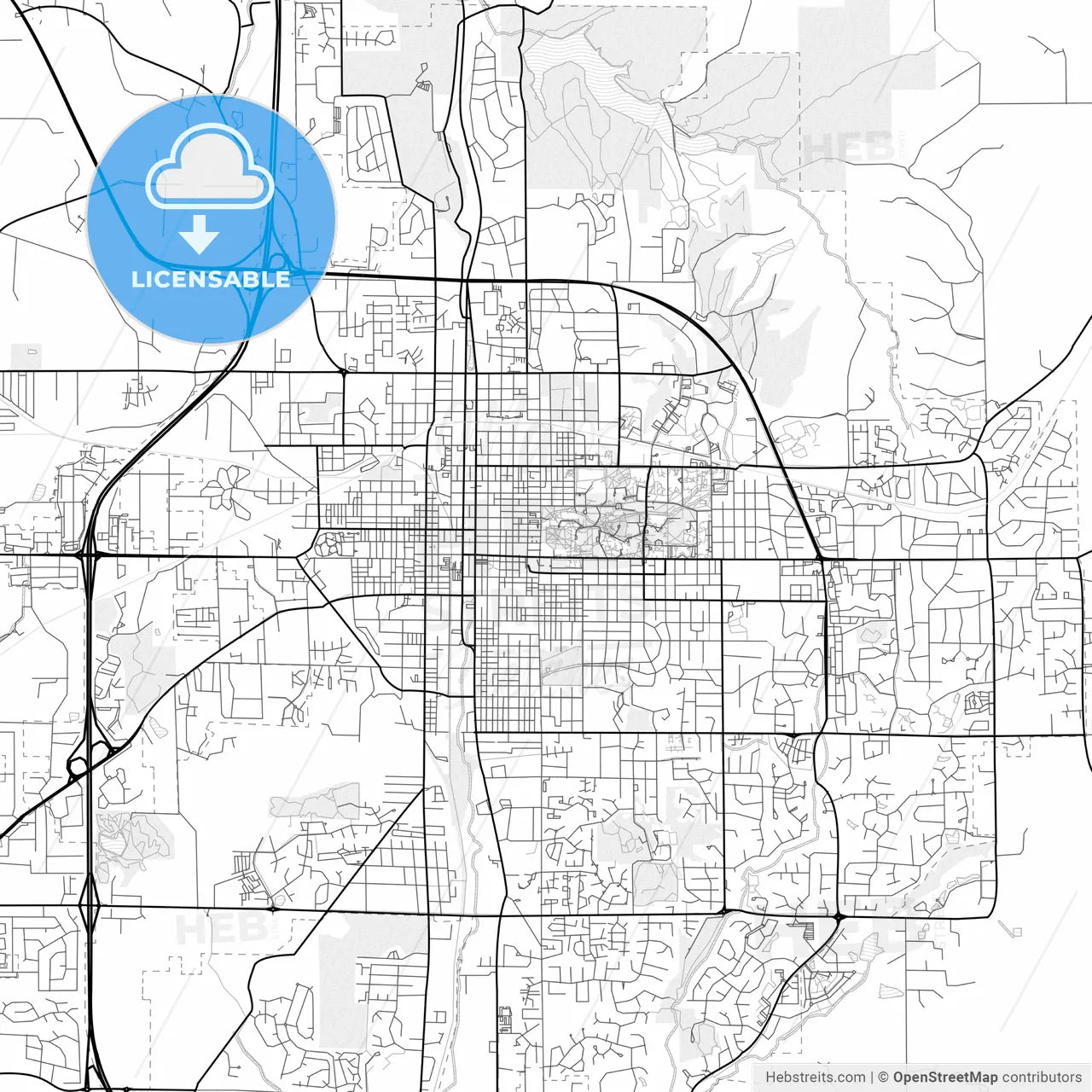 Vector PDF map of Bloomington, Indiana, United States