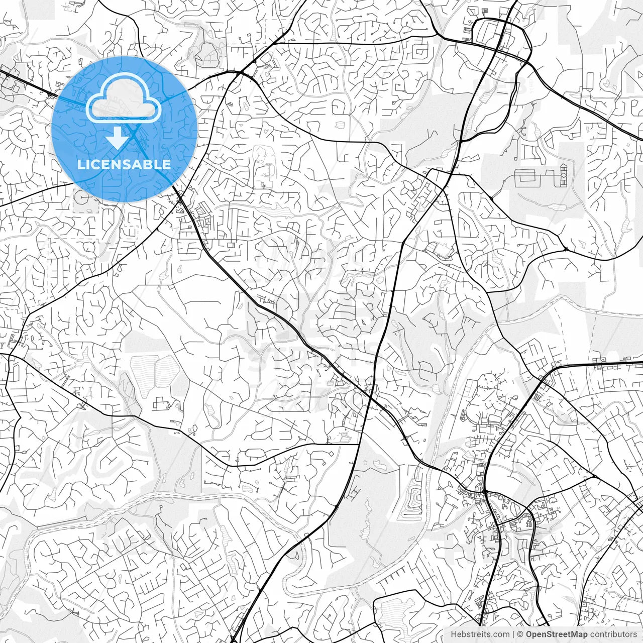 Vector PDF map of Johns Creek, Georgia, United States