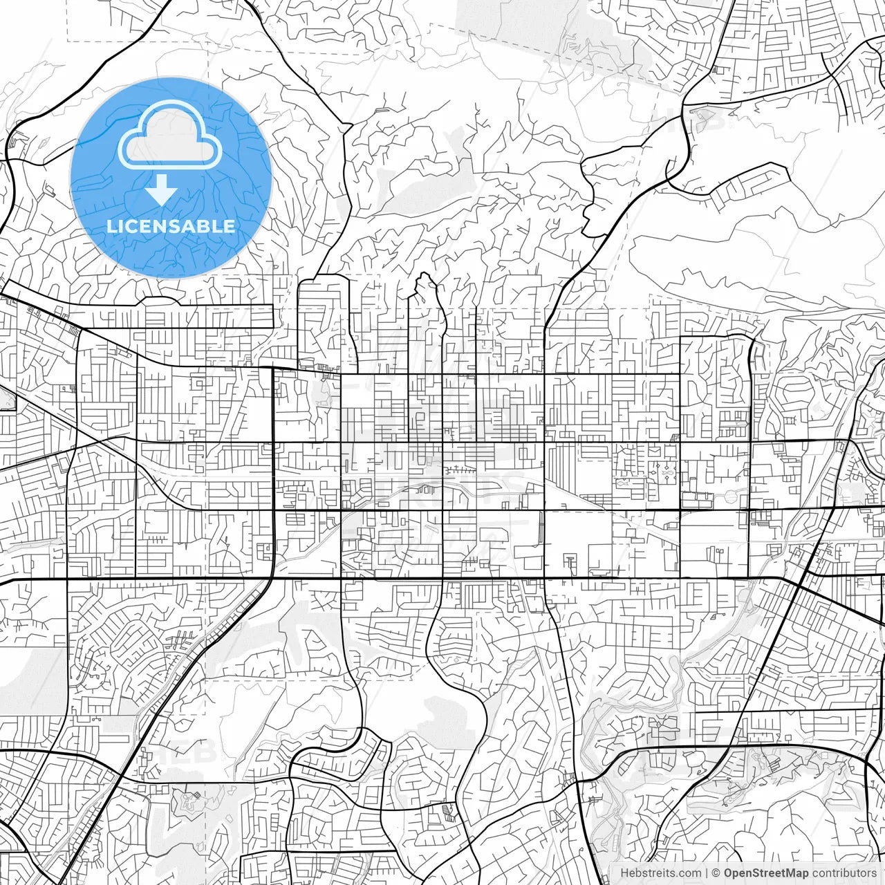 Vector PDF map of La Habra, California, United States