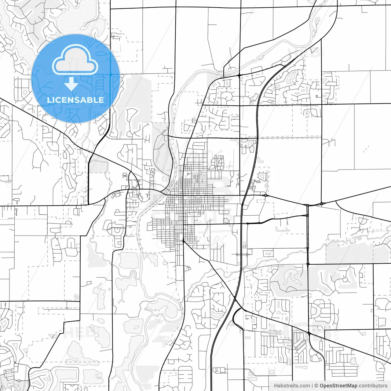 Vector PDF map of Noblesville, Indiana, United States