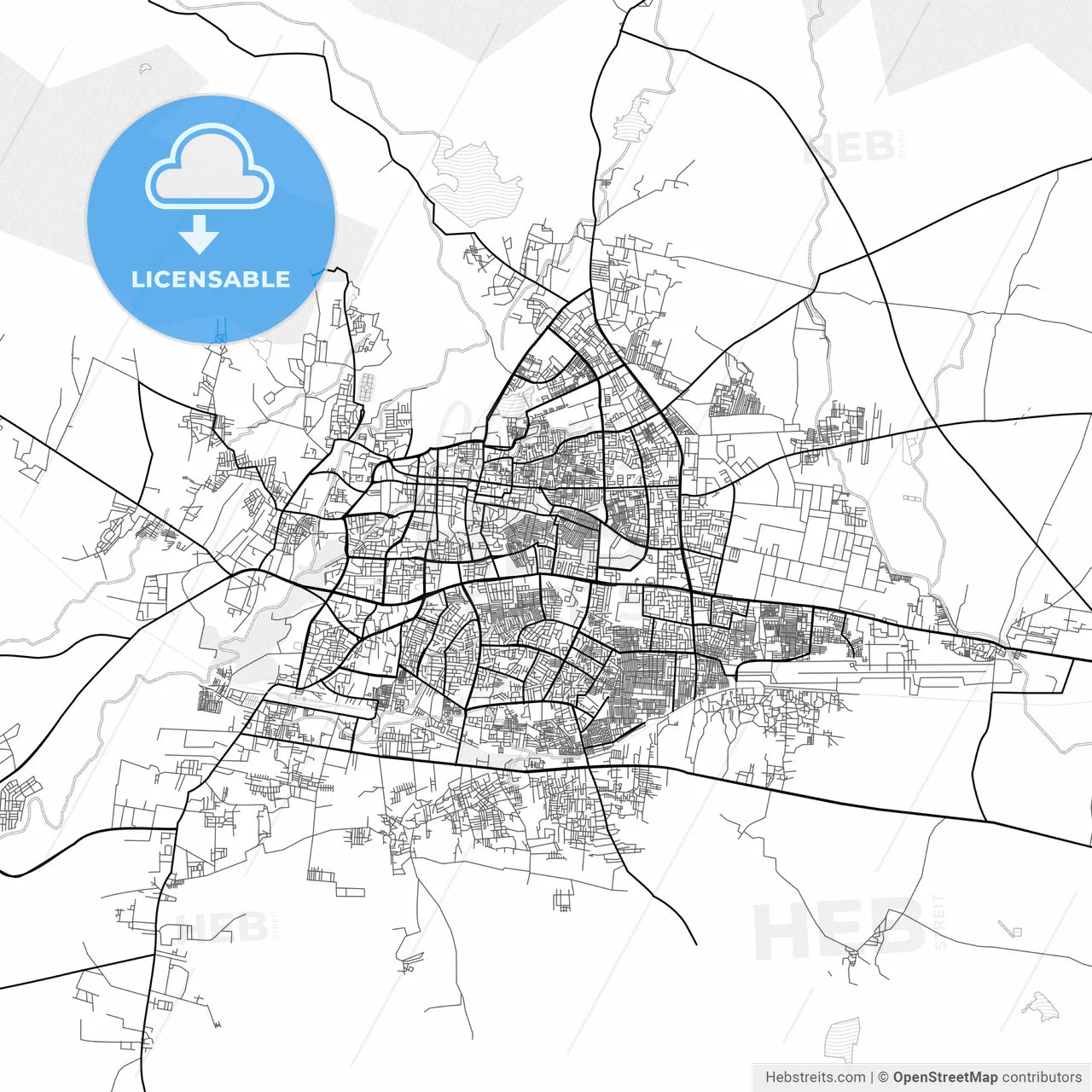 Vector PDF map of Aurangabad, India