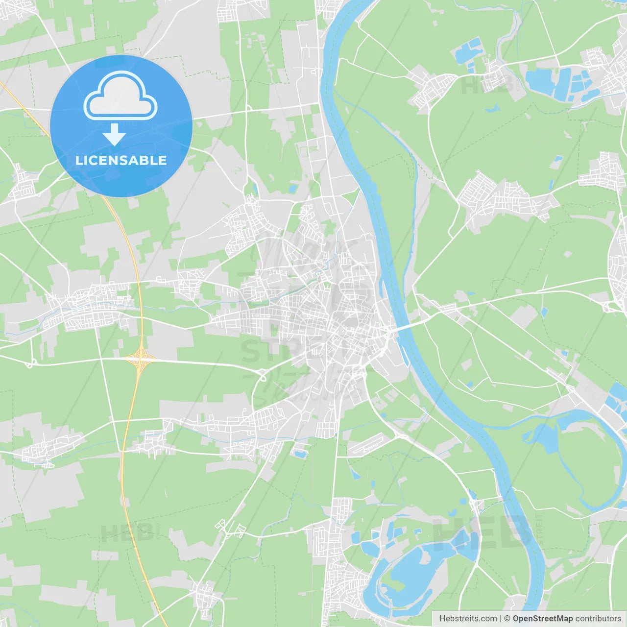 Worms, Germany printable street map