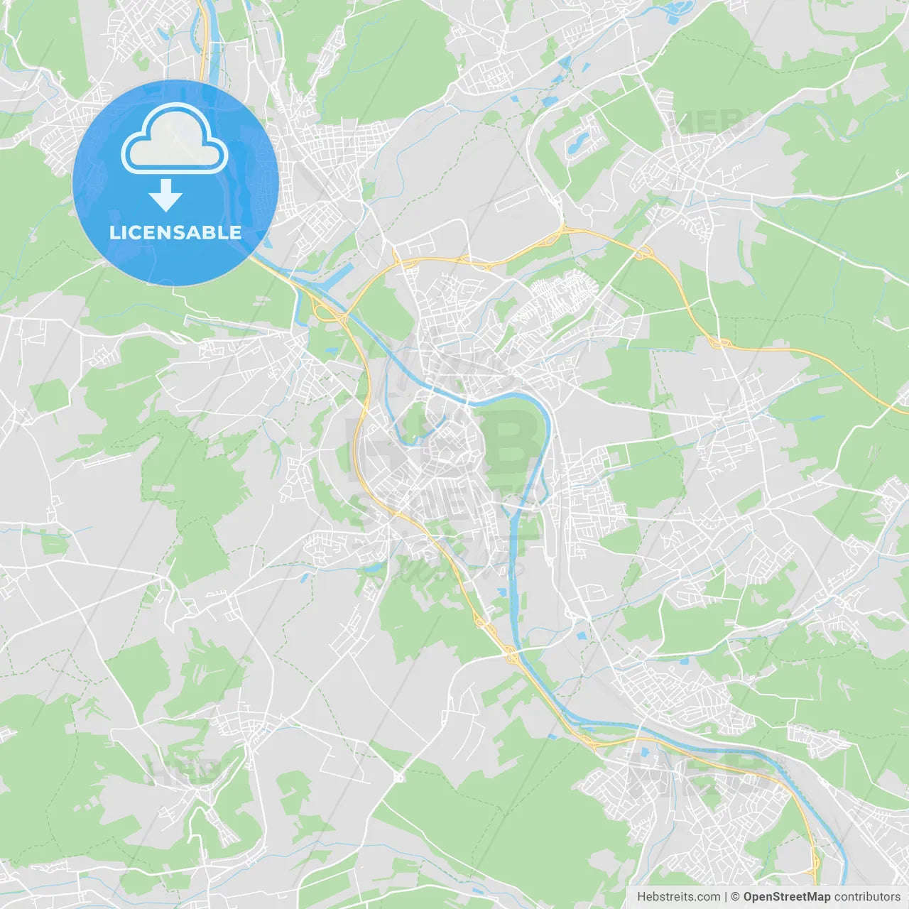 Saarlouis, Germany printable street map