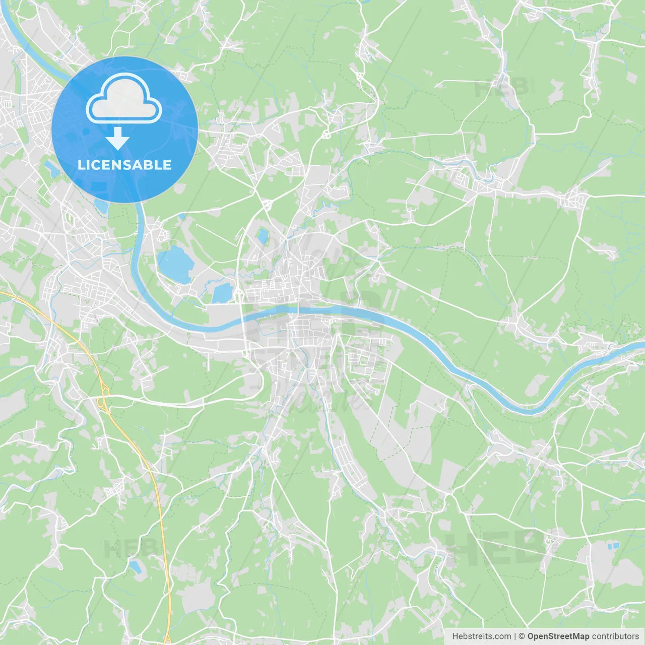 Pirna, Germany printable street map