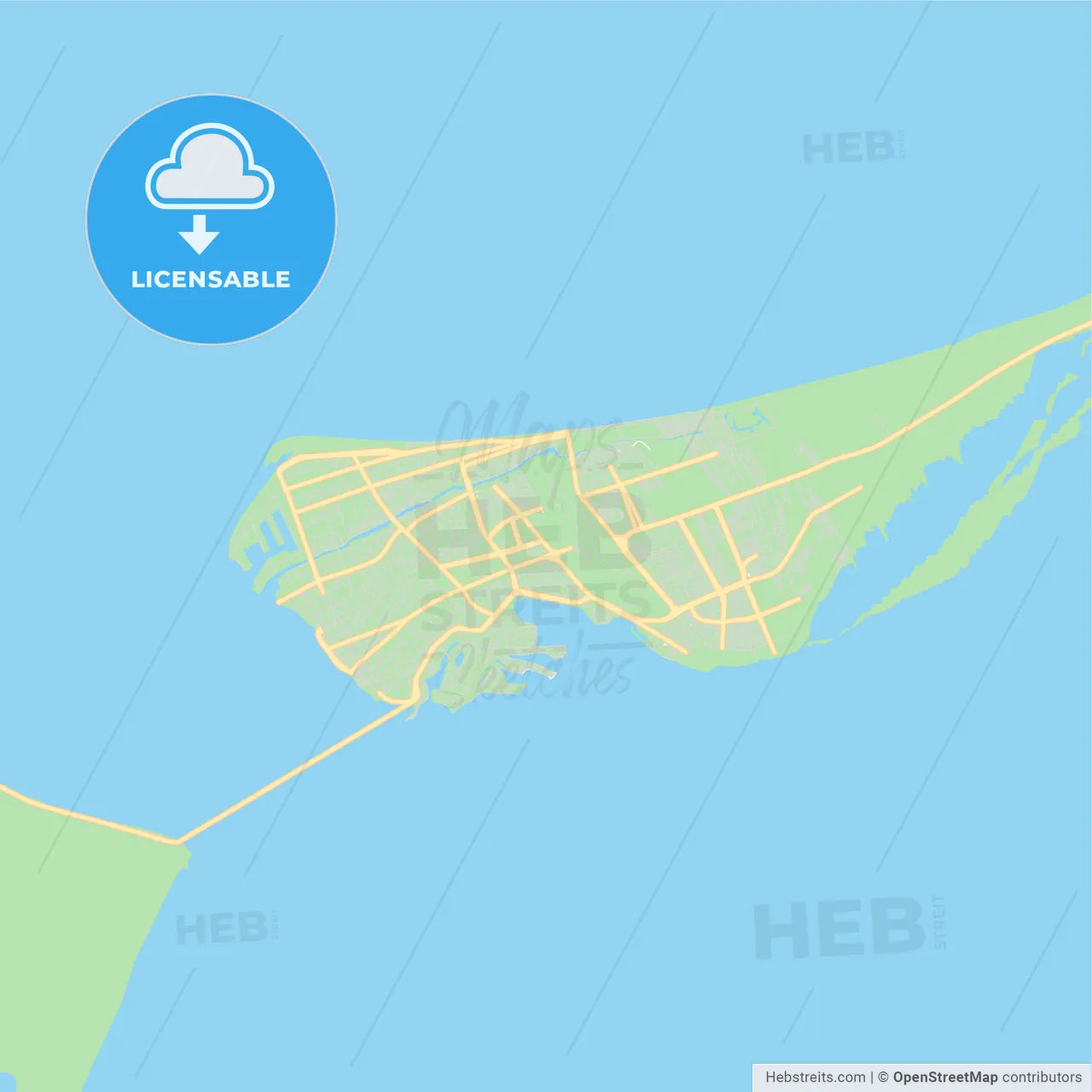 Empty vector map of Ciudad del Carmen, Campeche, Mexico