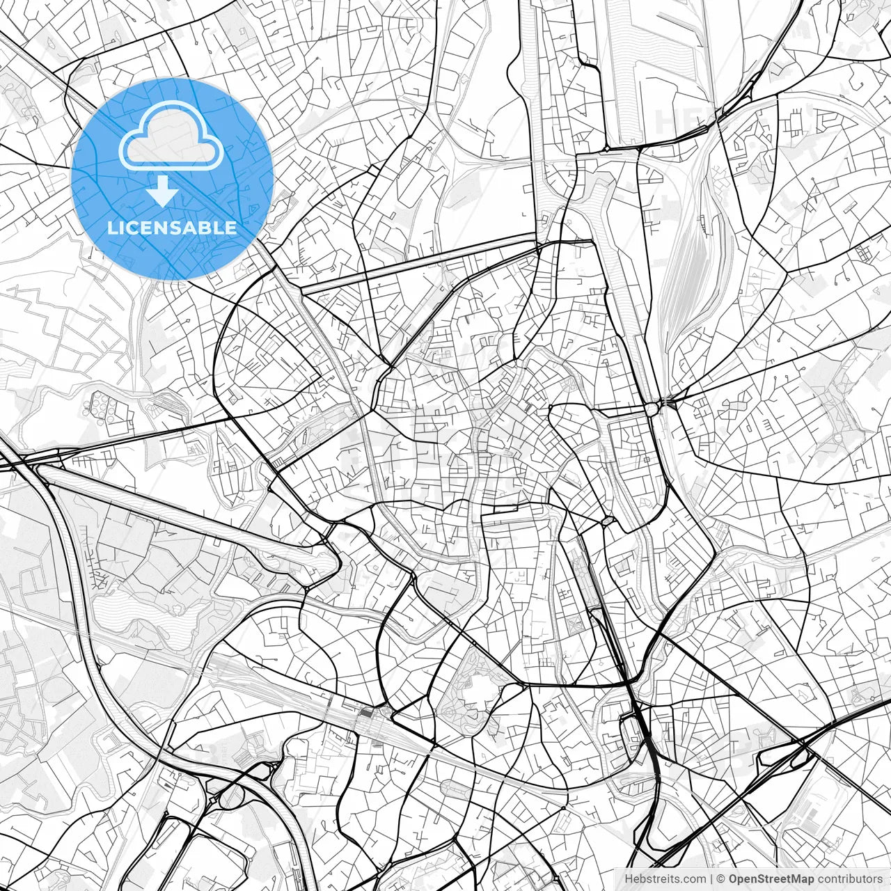 Vector PDF map of Ghent, Belgium