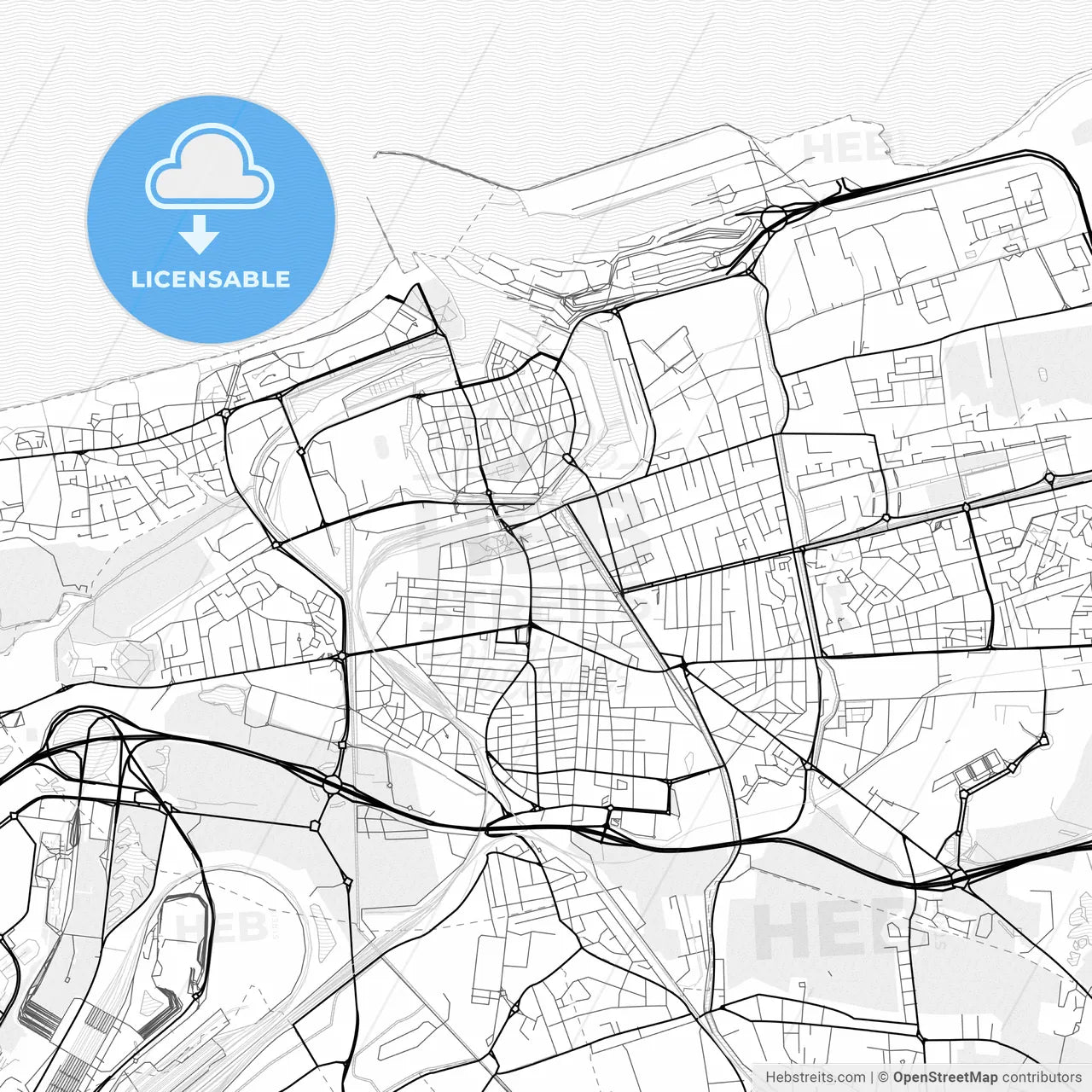 Vector PDF map of Calais, France