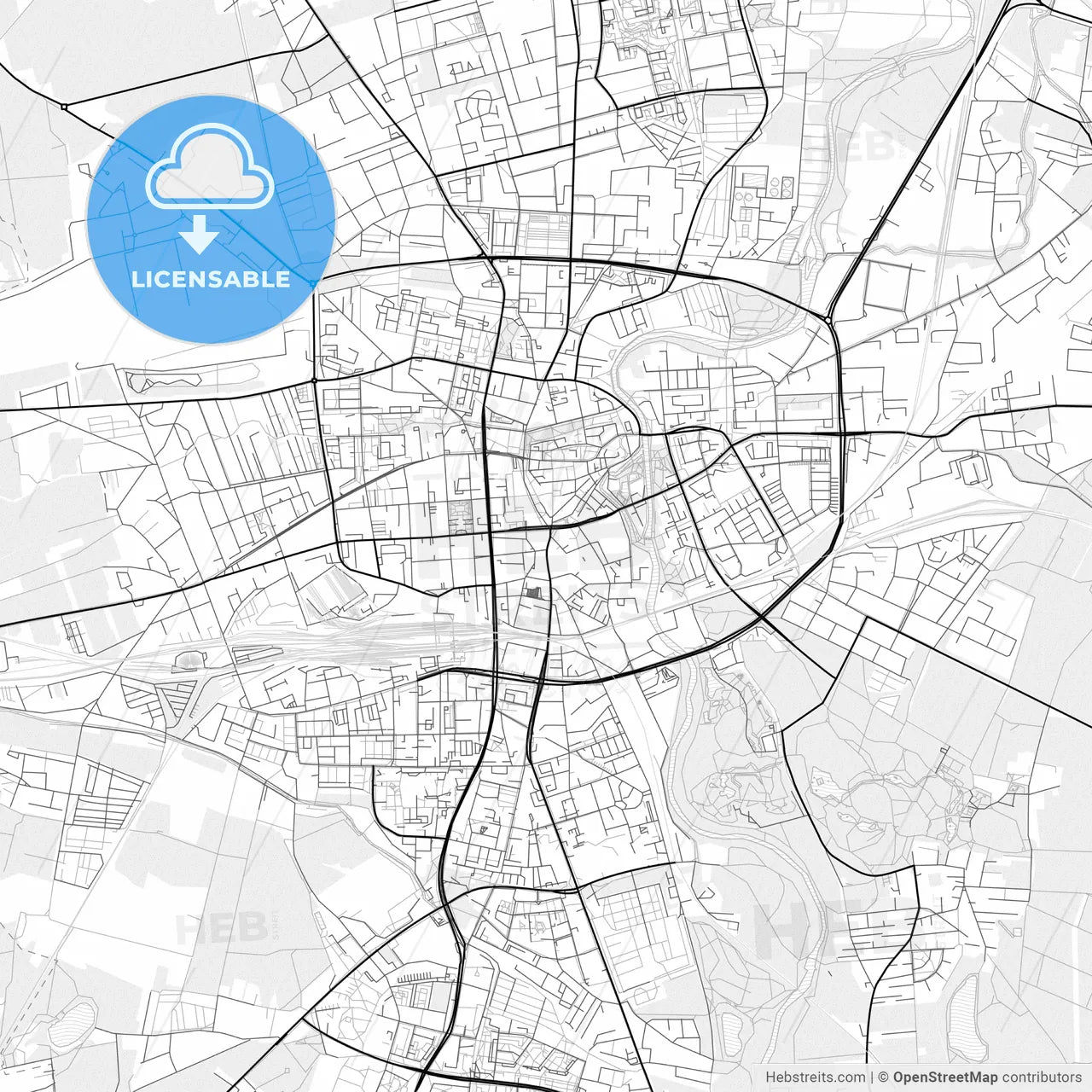 Vector PDF map of Cottbus, Germany
