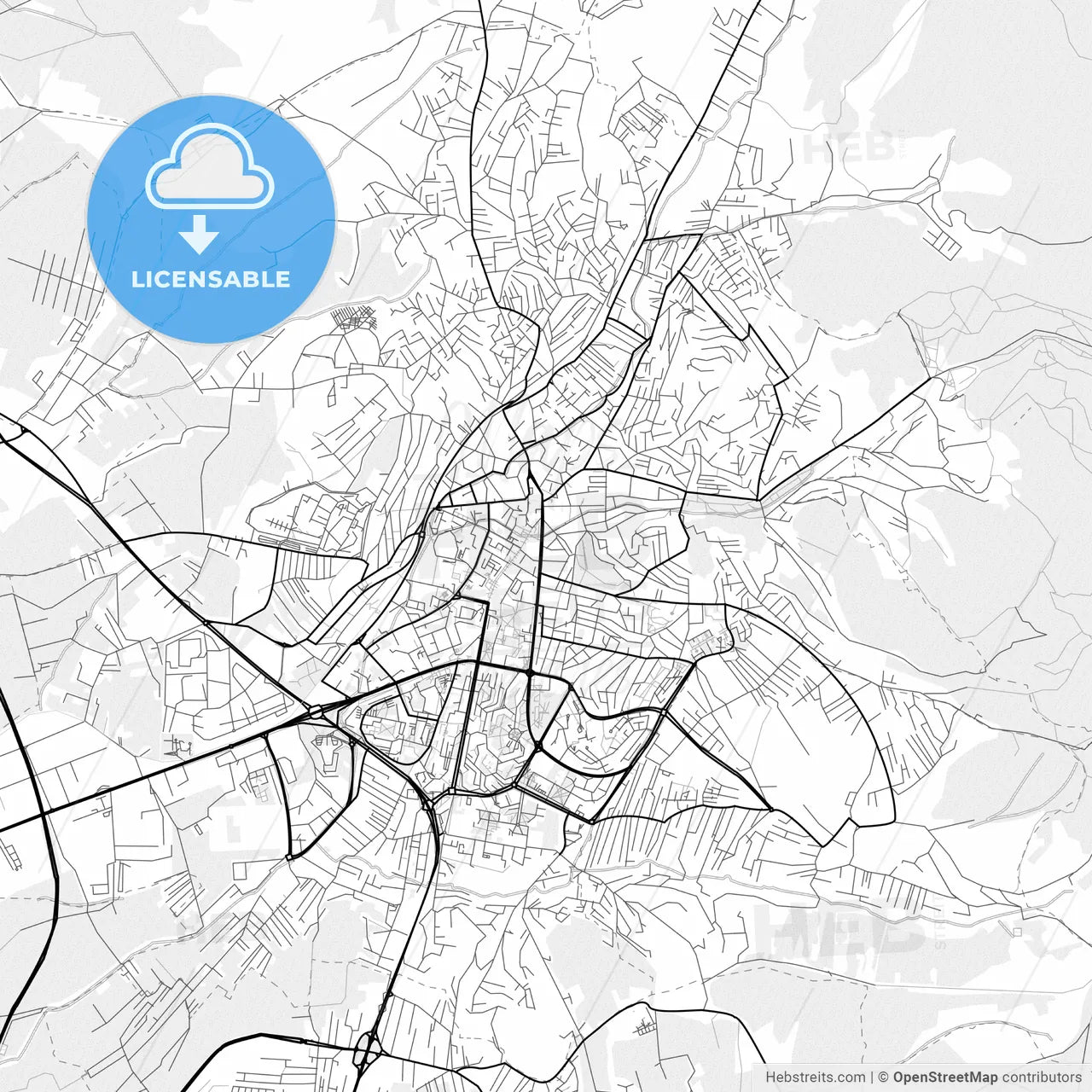 Vector PDF map of Prishtinë / Priština, Kosovo