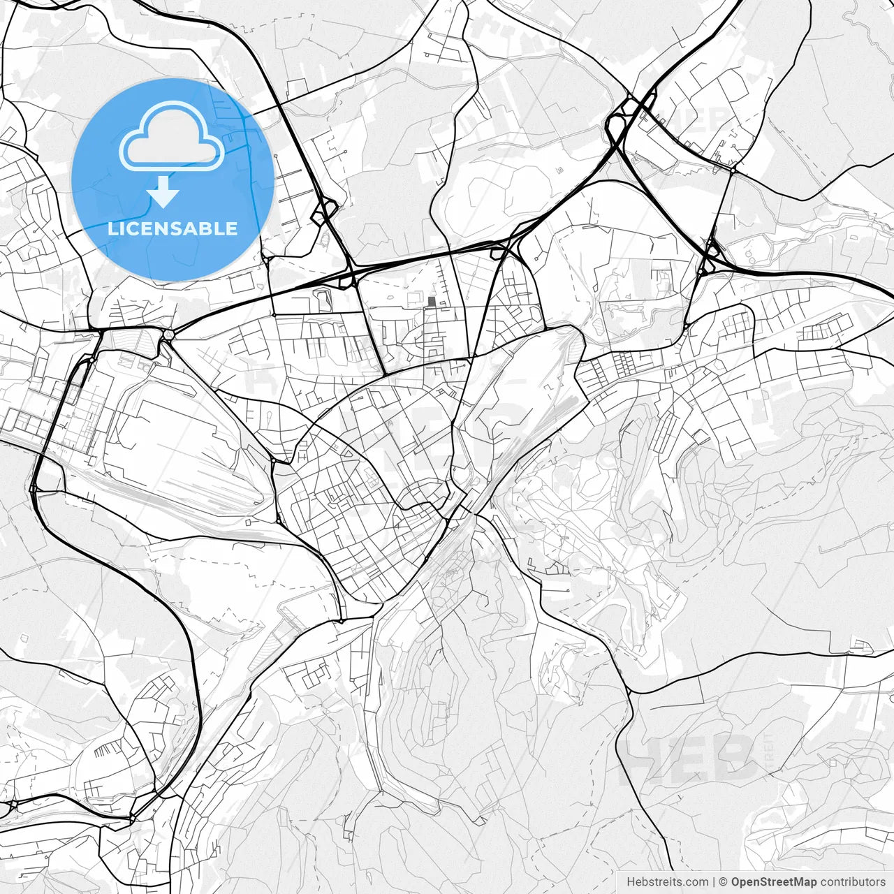 Vector PDF map of Esch-sur-Alzette, Luxembourg