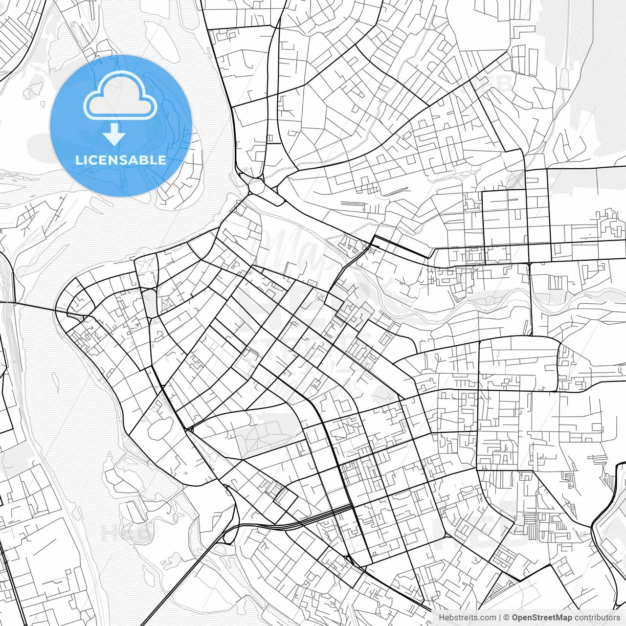 Vector PDF map of Irkutsk, Russia