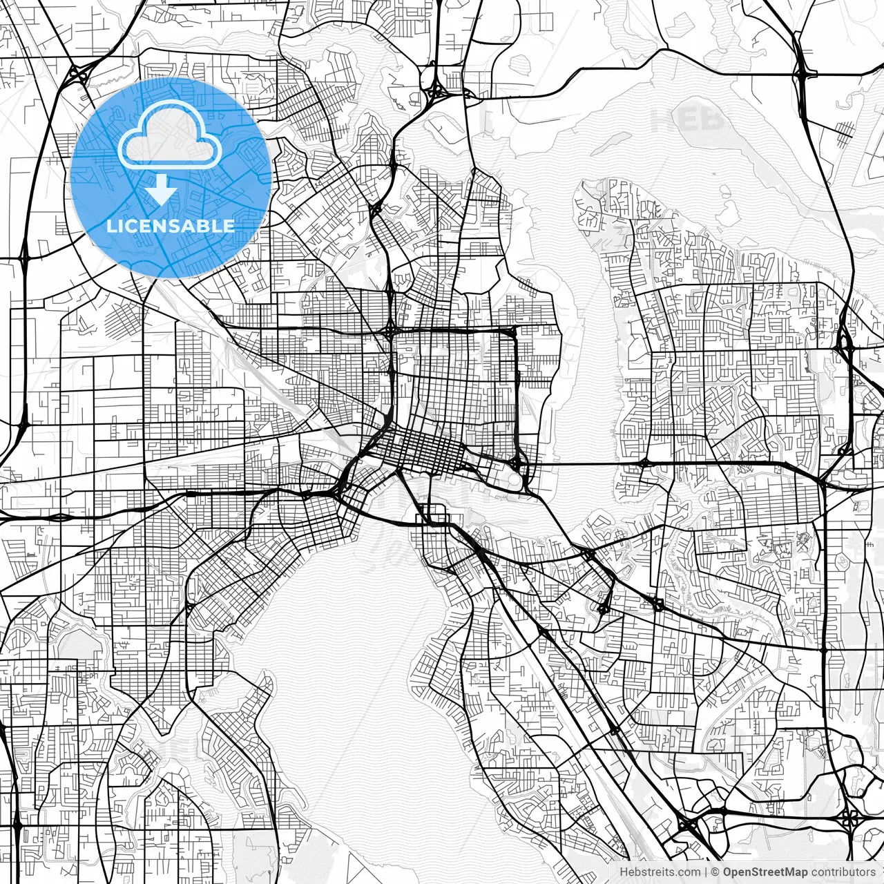 Vector PDF map of Jacksonville, Florida, United States