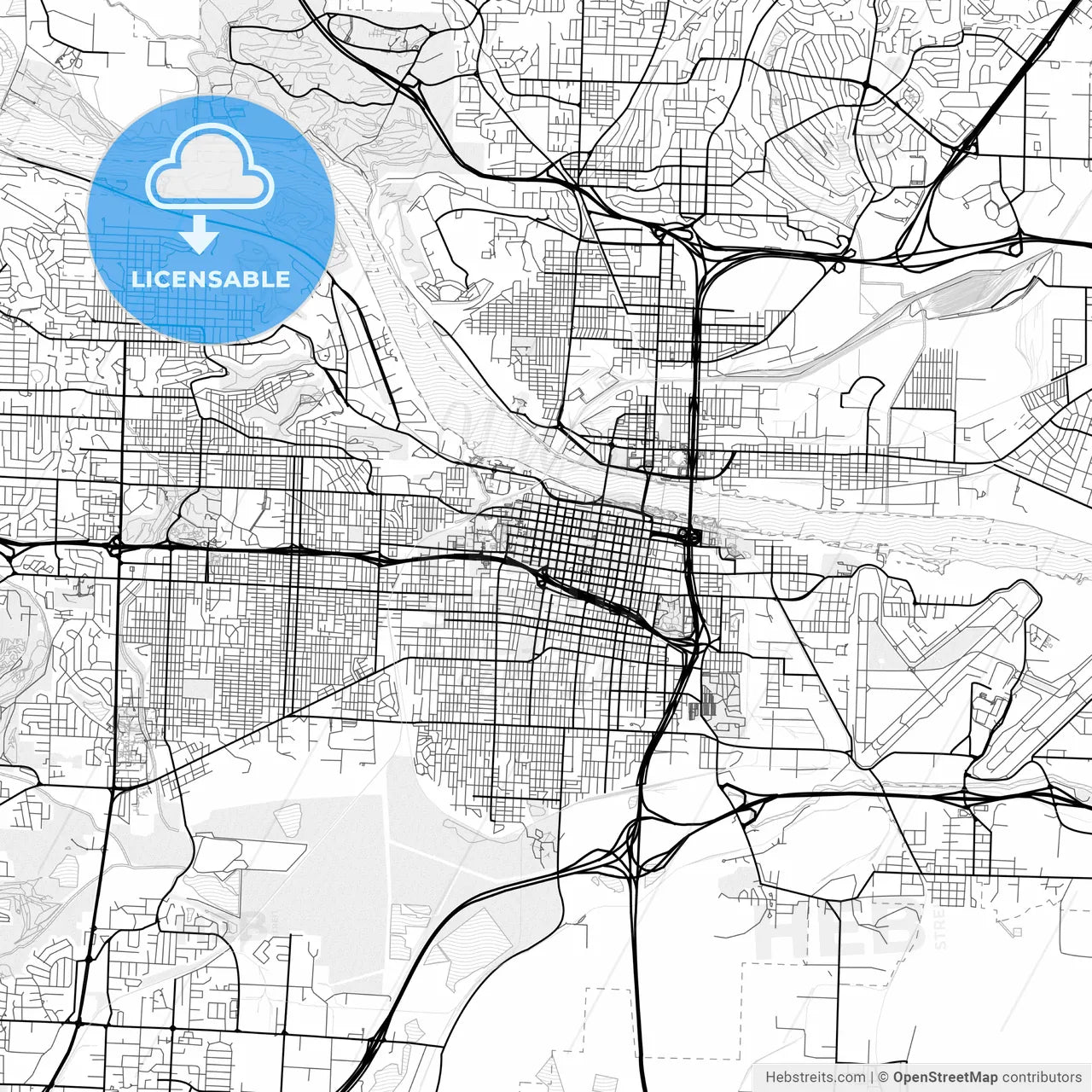 Vector PDF map of Little Rock, Arkansas, United States