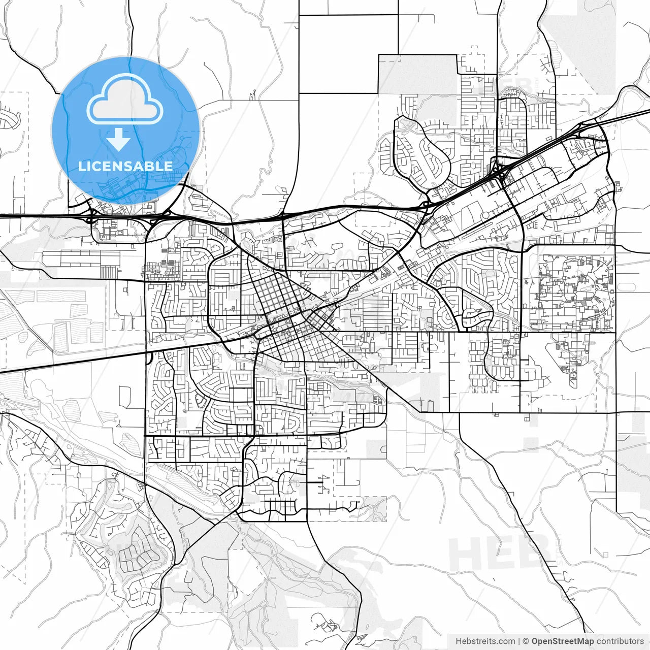 Vector PDF map of Livermore, California, United States