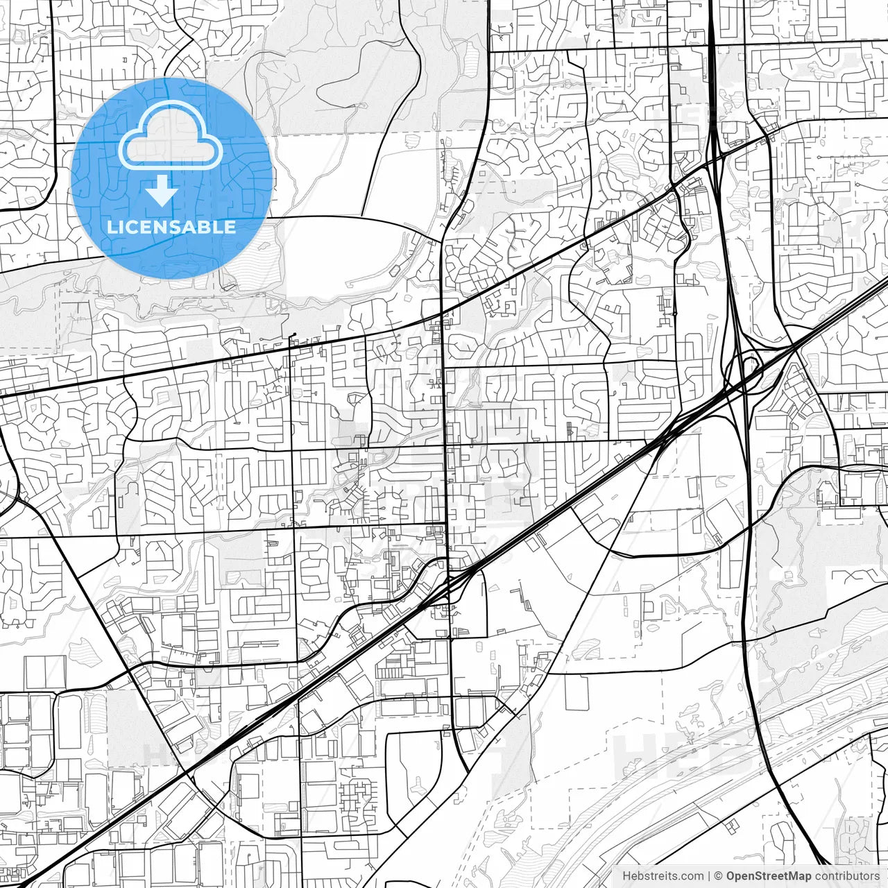 Vector PDF map of Bolingbrook, Illinois, United States