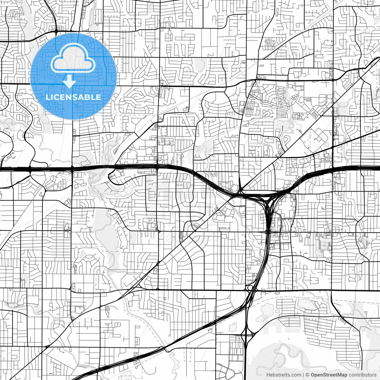 Vector PDF map of North Richland Hills, Texas, United States