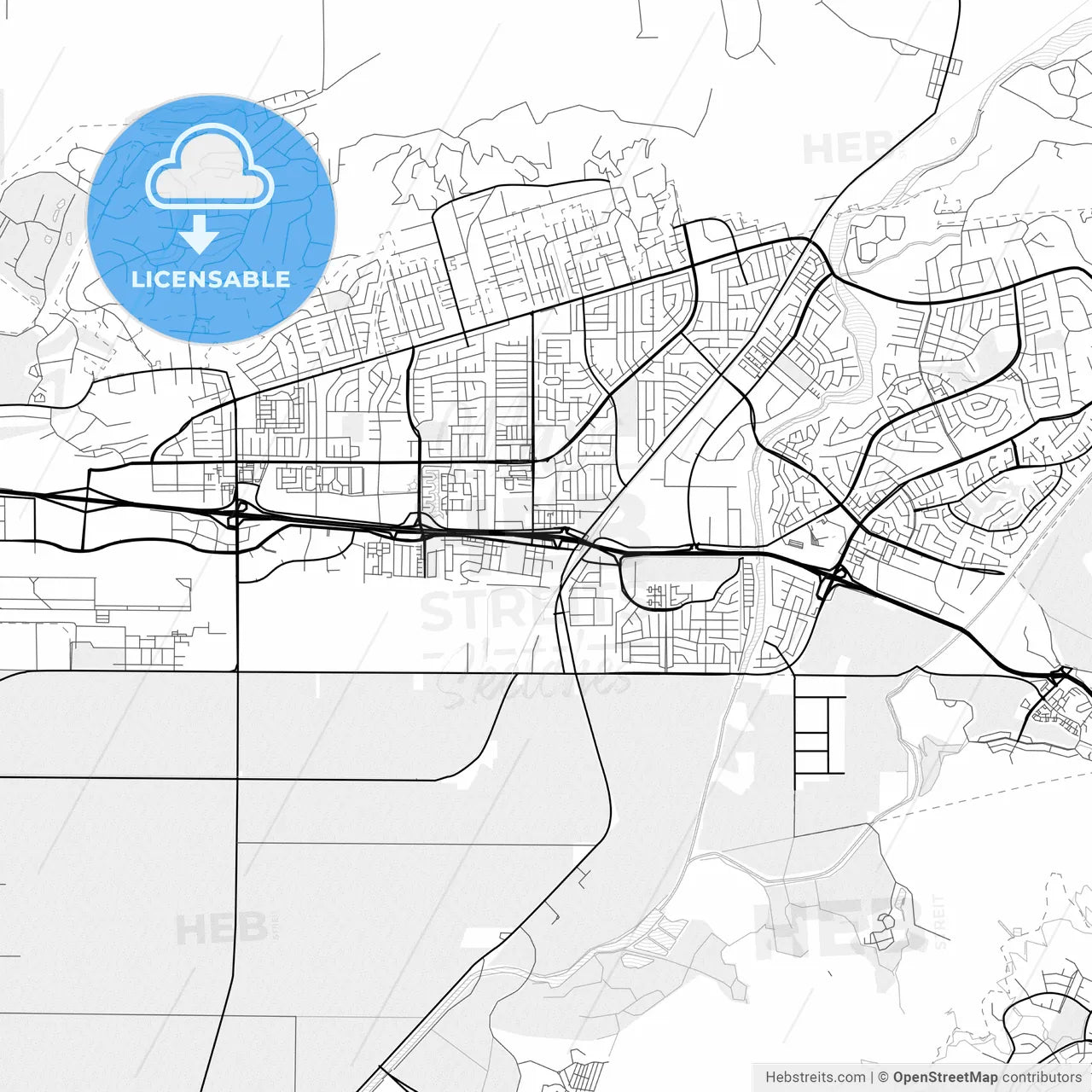 Vector PDF map of Camarillo, California, United States