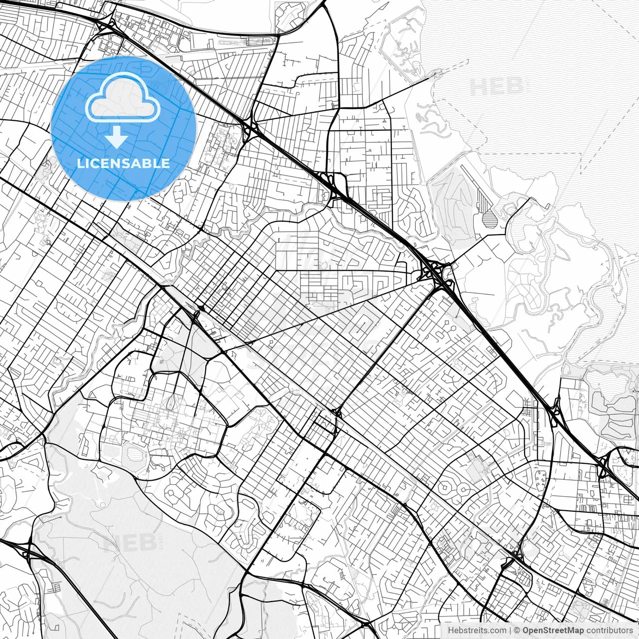 Vector PDF map of Palo Alto, California, United States