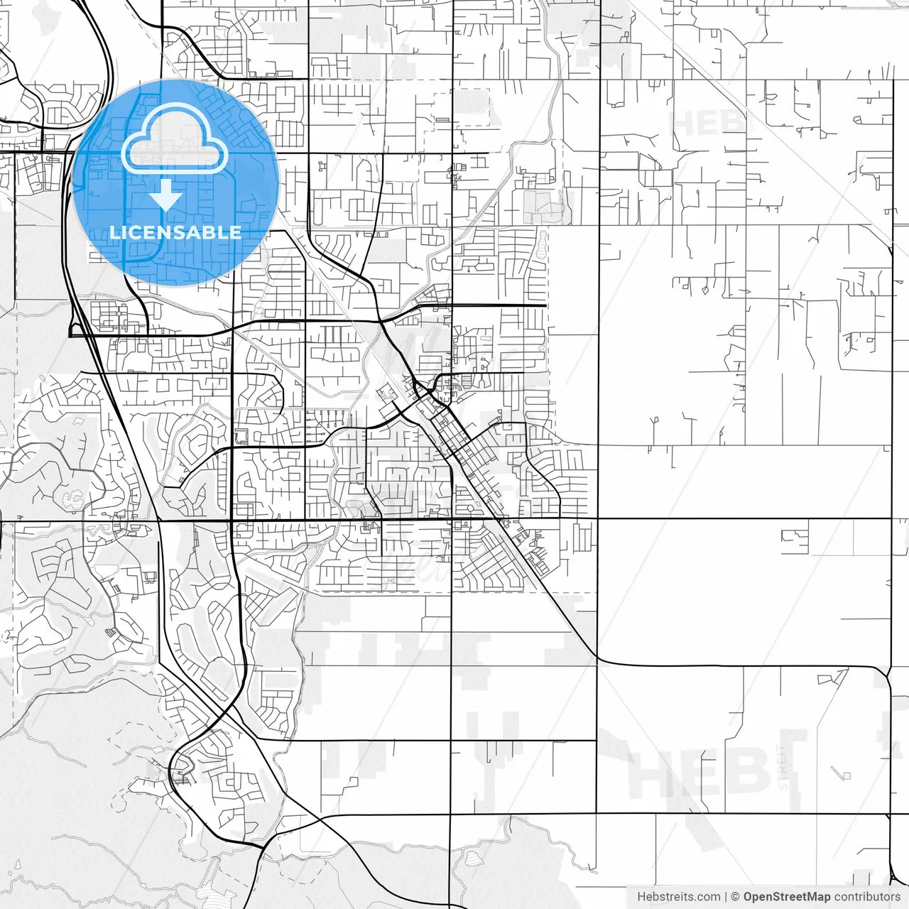 Vector PDF map of Brentwood, California, United States