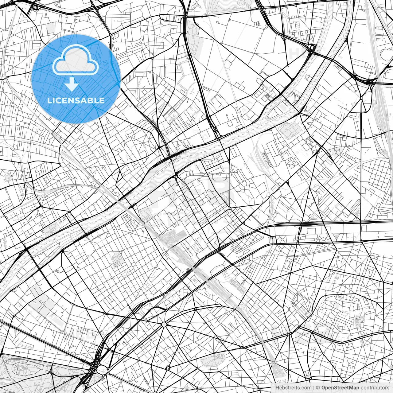 Vector PDF map of Clichy, France