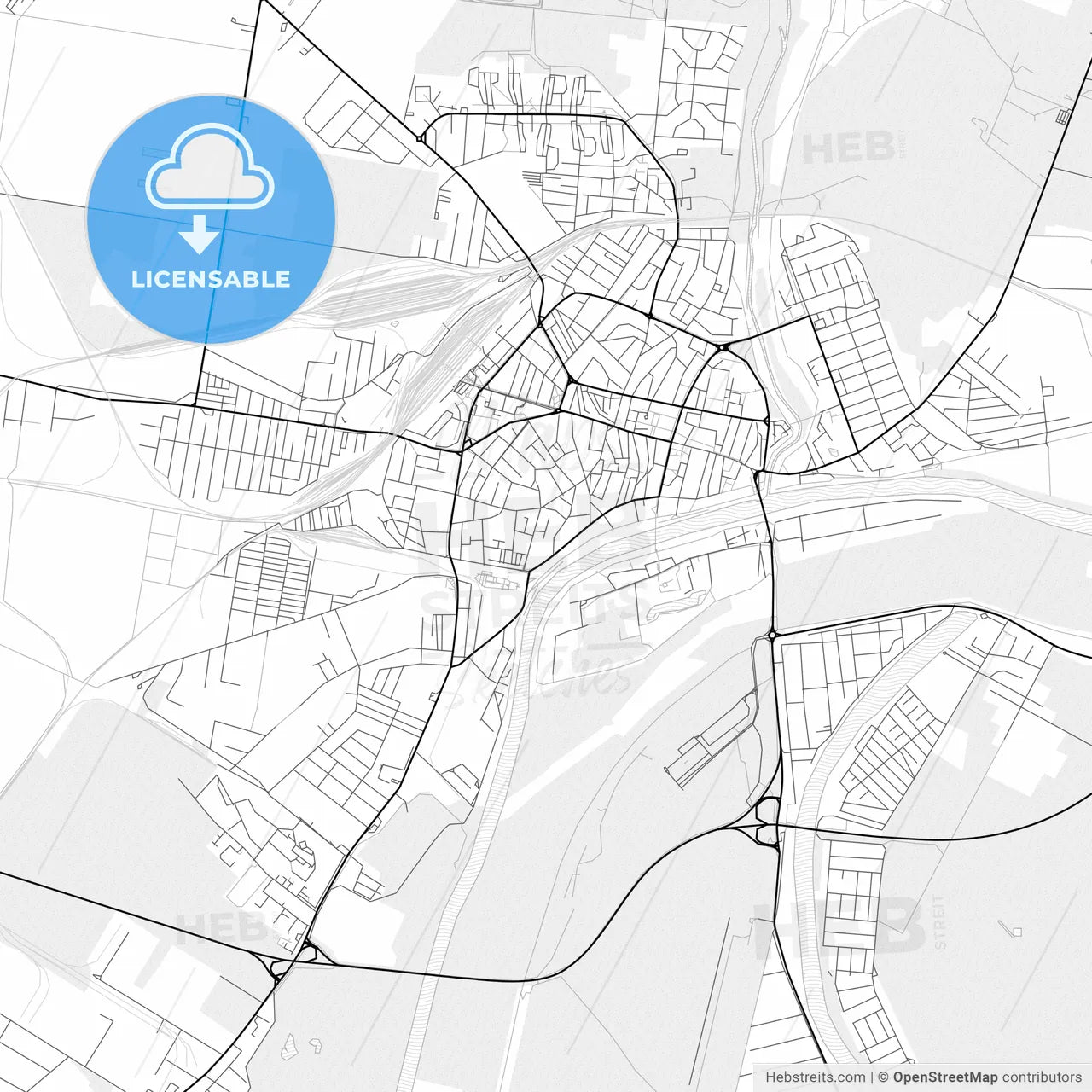 Vector PDF map of Szolnok, Hungary