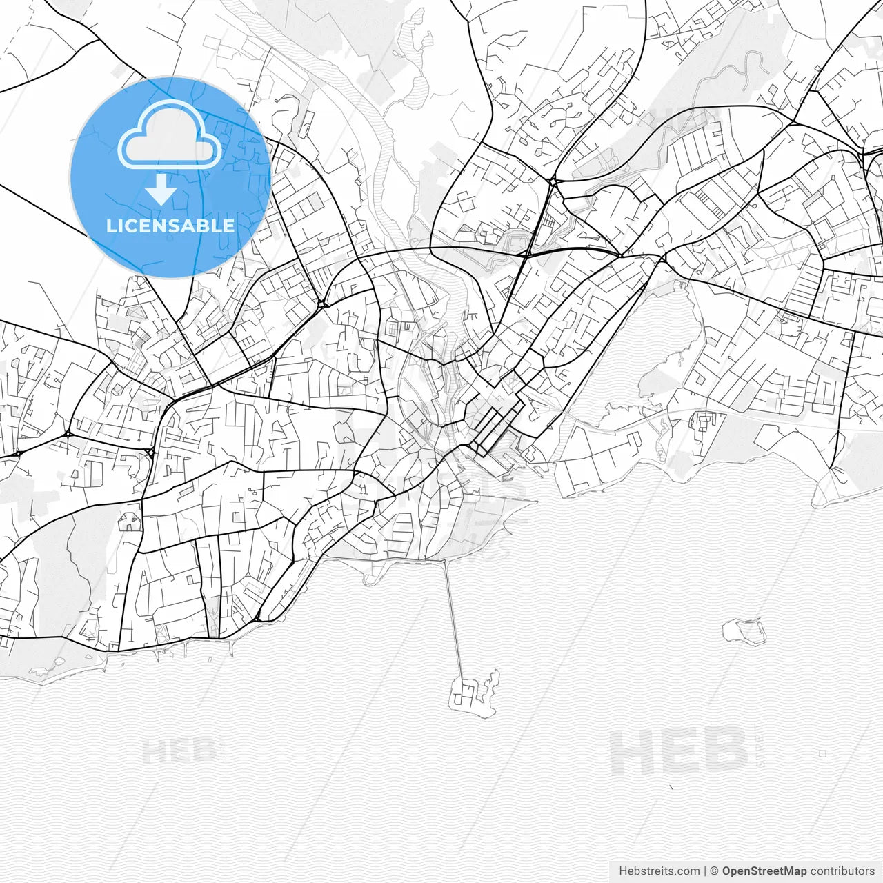Vector PDF map of Galway, Ireland