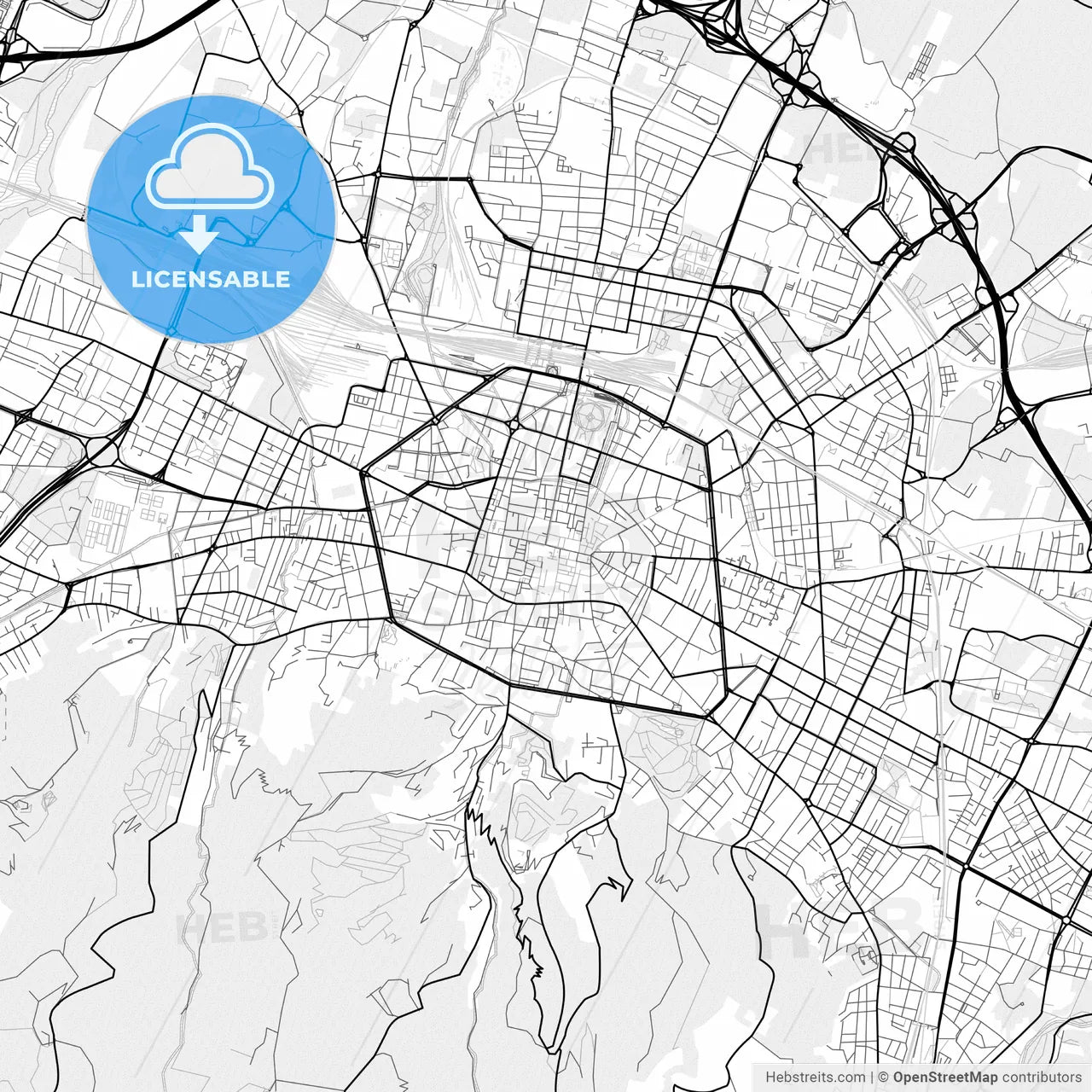 Vector PDF map of Bologna, Italy