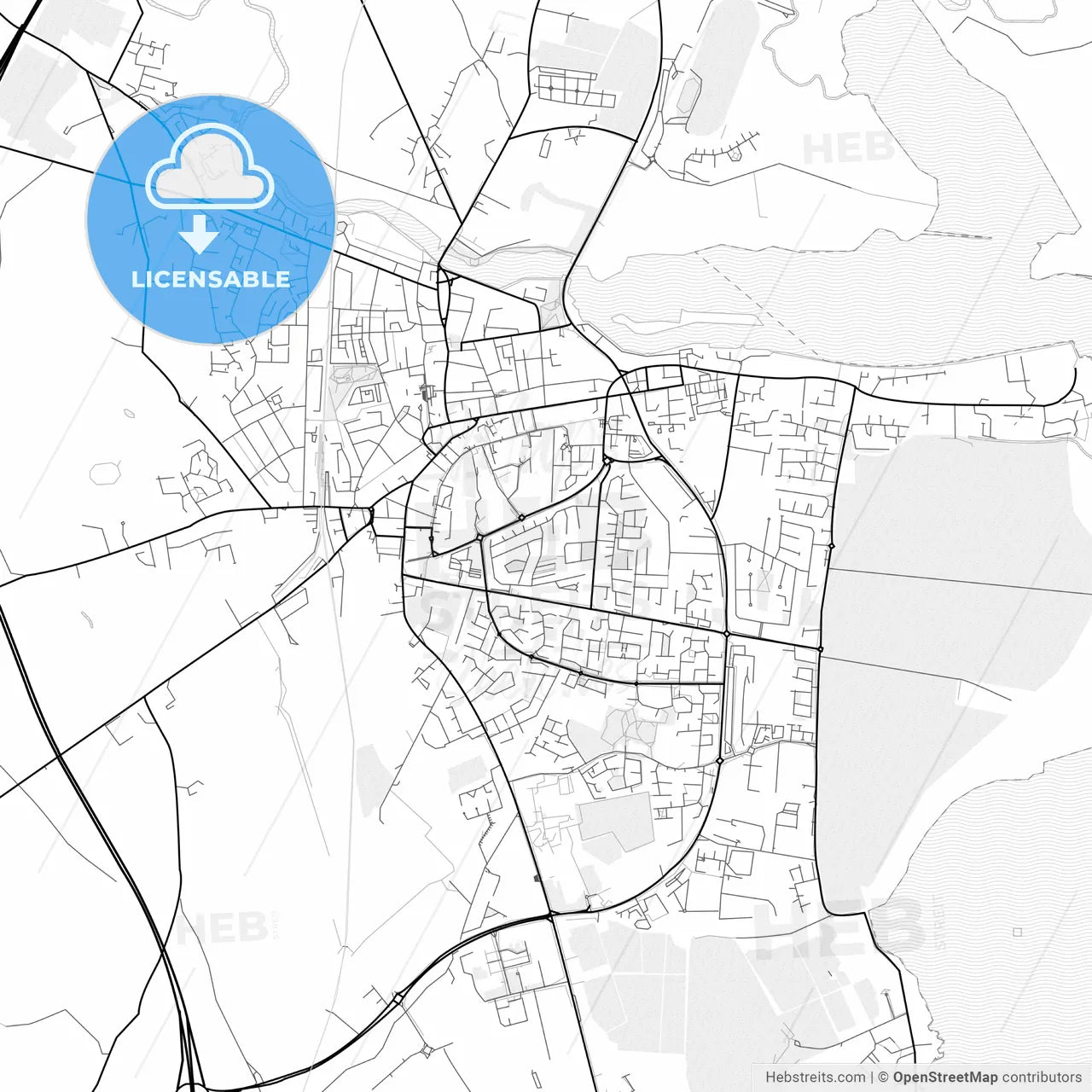 Vector PDF map of Dundalk, Ireland