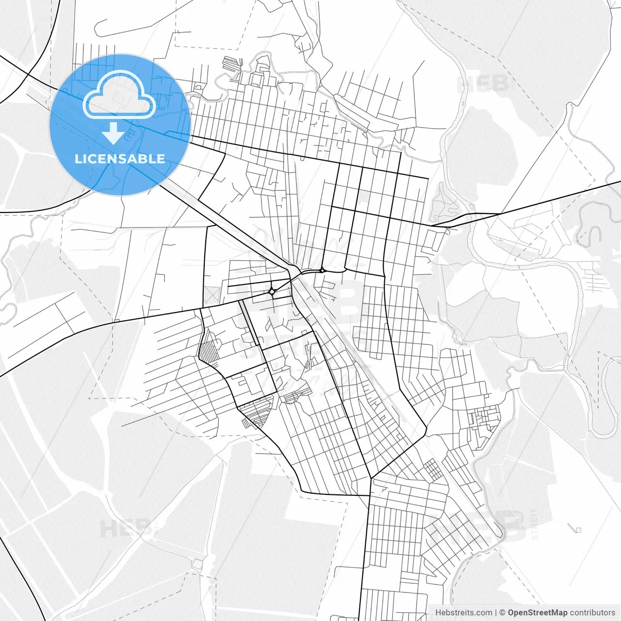 Vector PDF map of Buzuluk, Russia