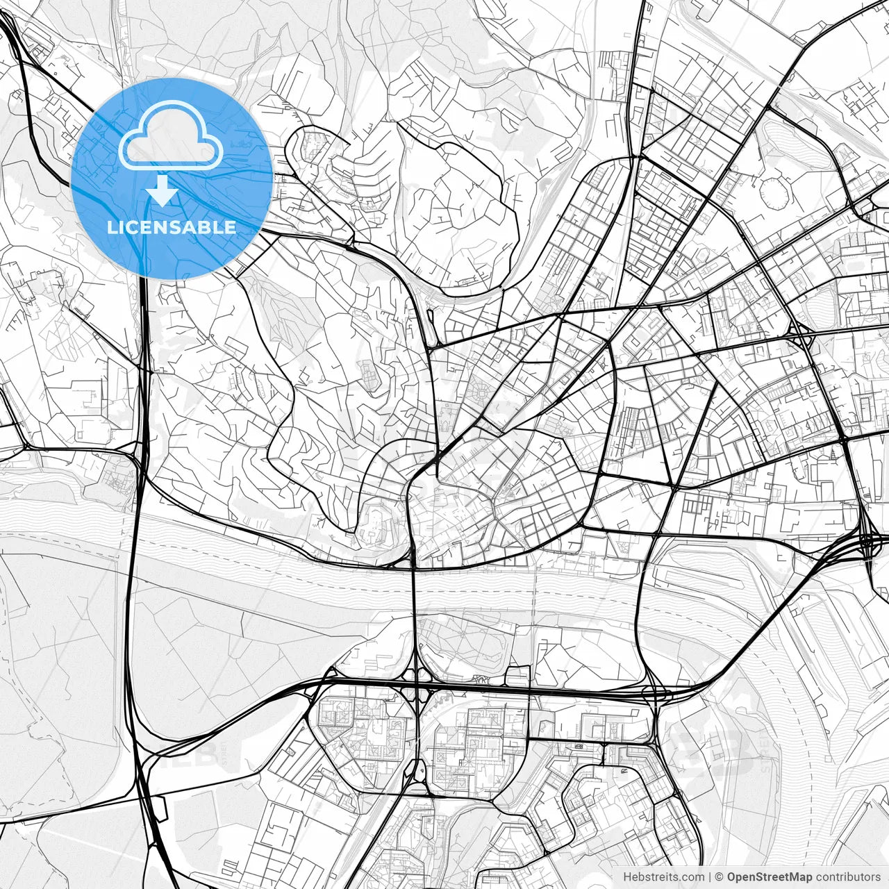 Vector PDF map of Bratislava, Slovakia