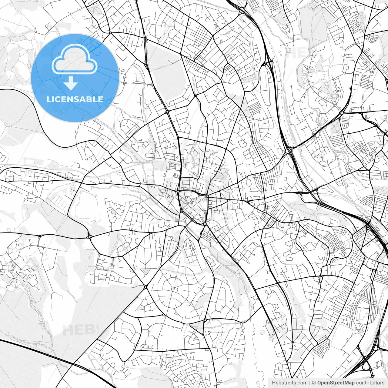 Vector PDF map of Newcastle-under-Lyme, England