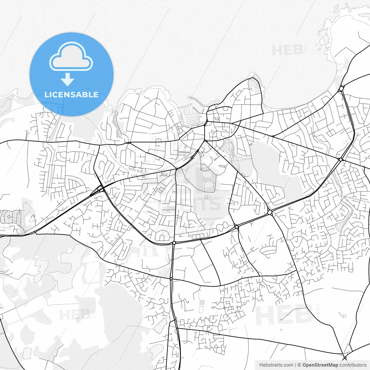 Vector PDF map of Bangor, Northern Ireland