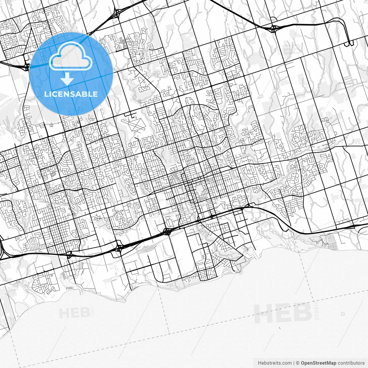 Vector PDF map of Oshawa, Canada