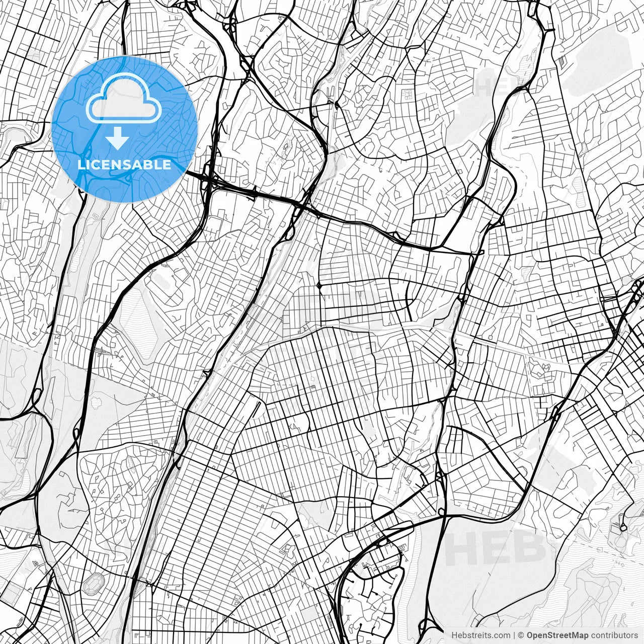 Vector PDF map of Mount Vernon, New York, United States