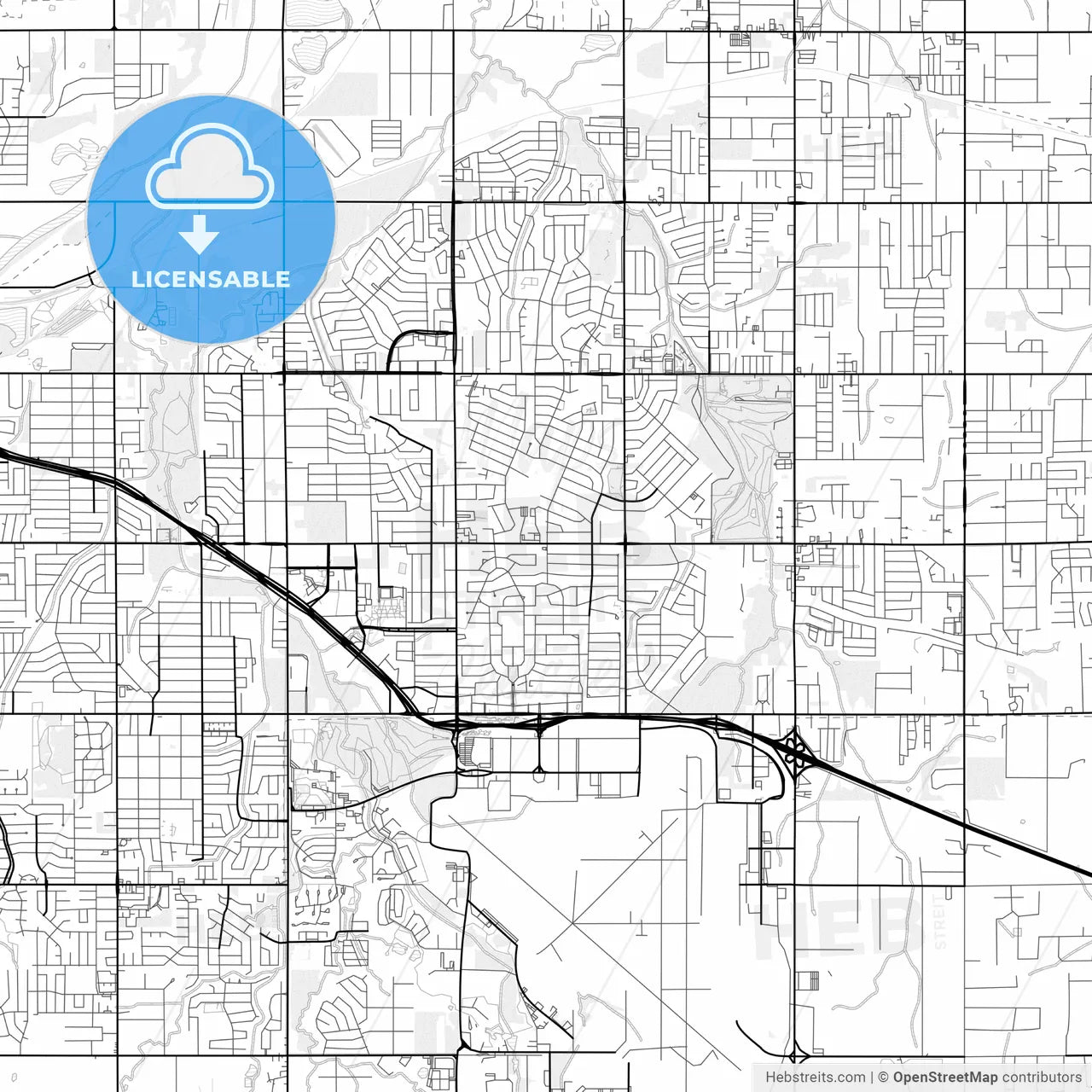 Vector PDF map of Midwest City, Oklahoma, United States