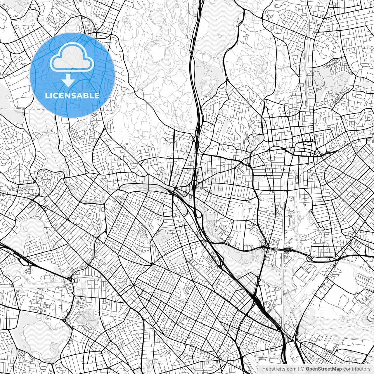 Vector PDF map of Medford, Massachusetts, United States