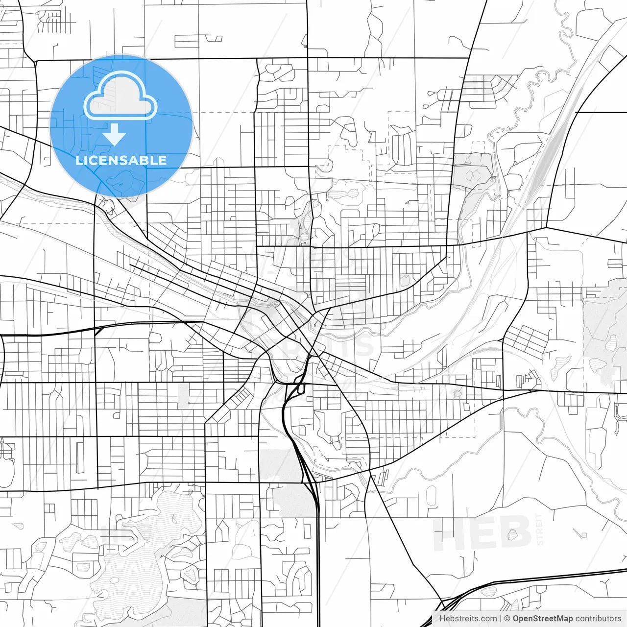 Vector PDF map of Battle Creek, Michigan, United States