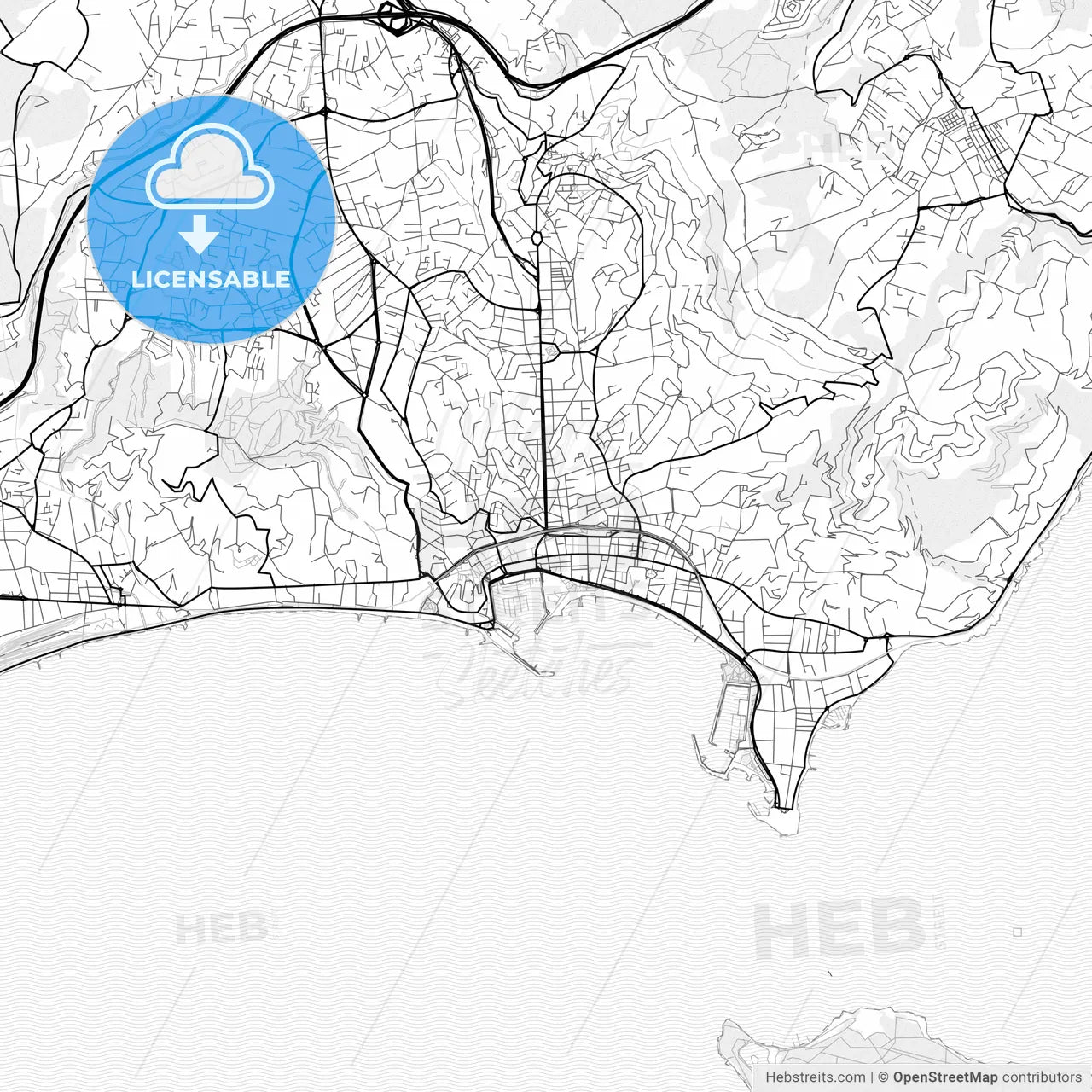 Vector PDF map of Cannes, France