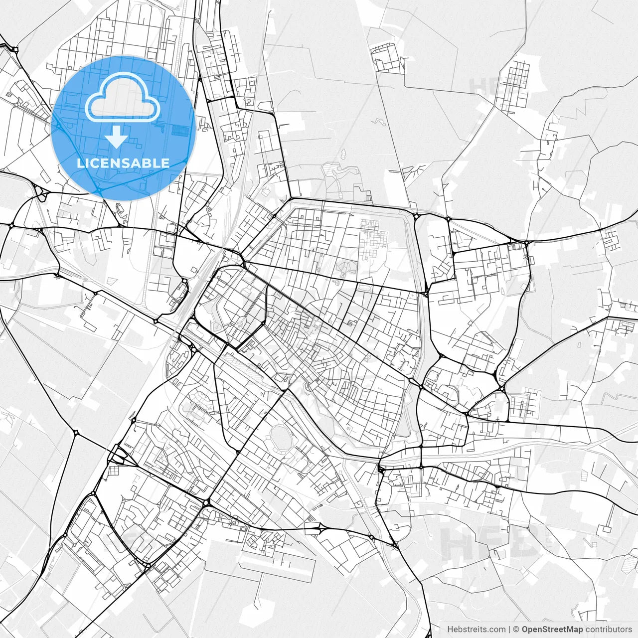 Vector PDF map of Ferrara, Italy