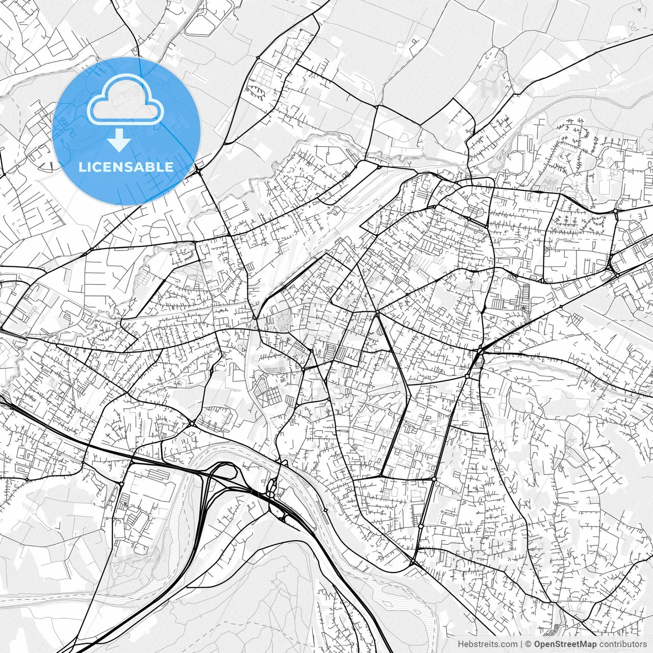 Vector PDF map of Annemasse, France