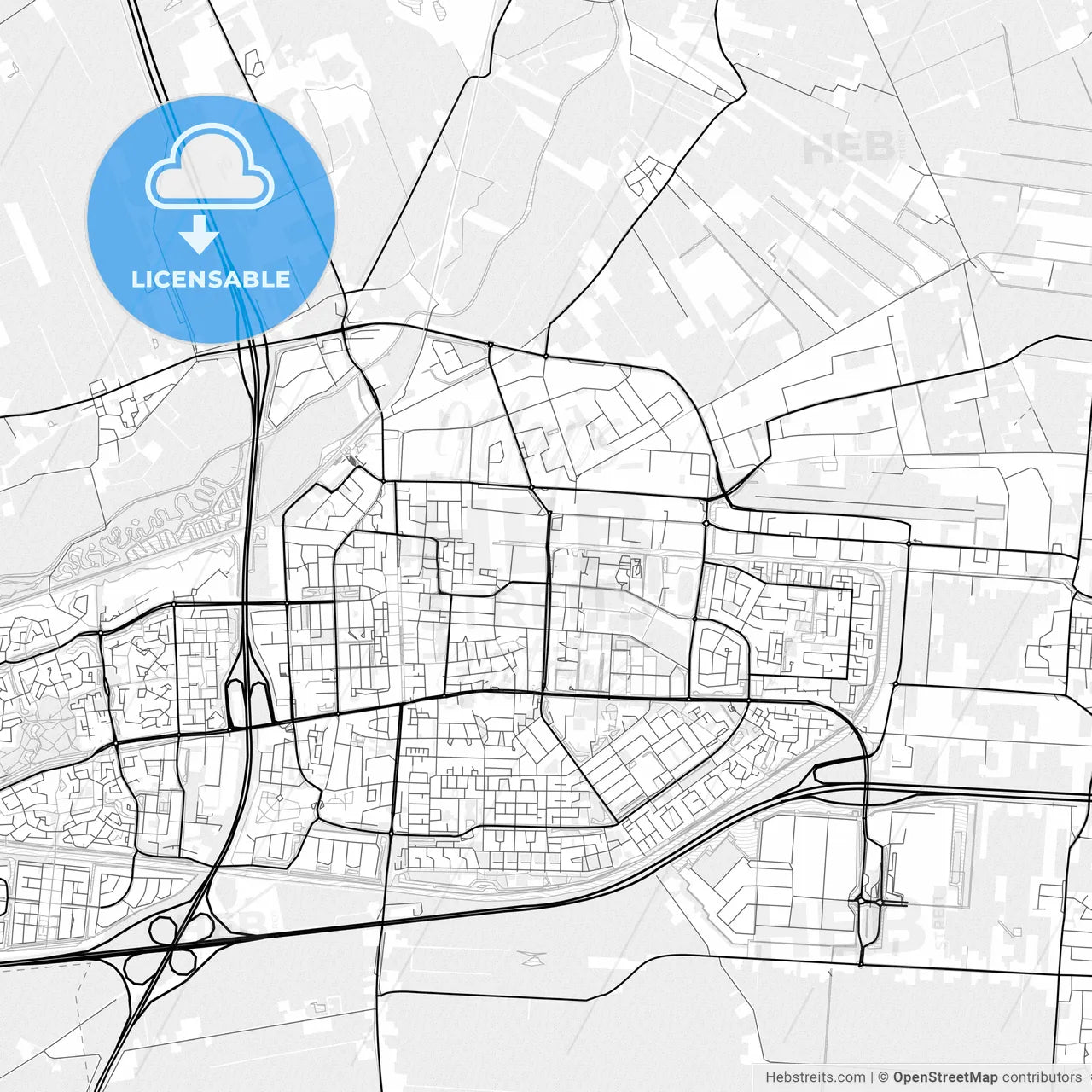 Vector PDF map of Hoogeveen, Netherlands